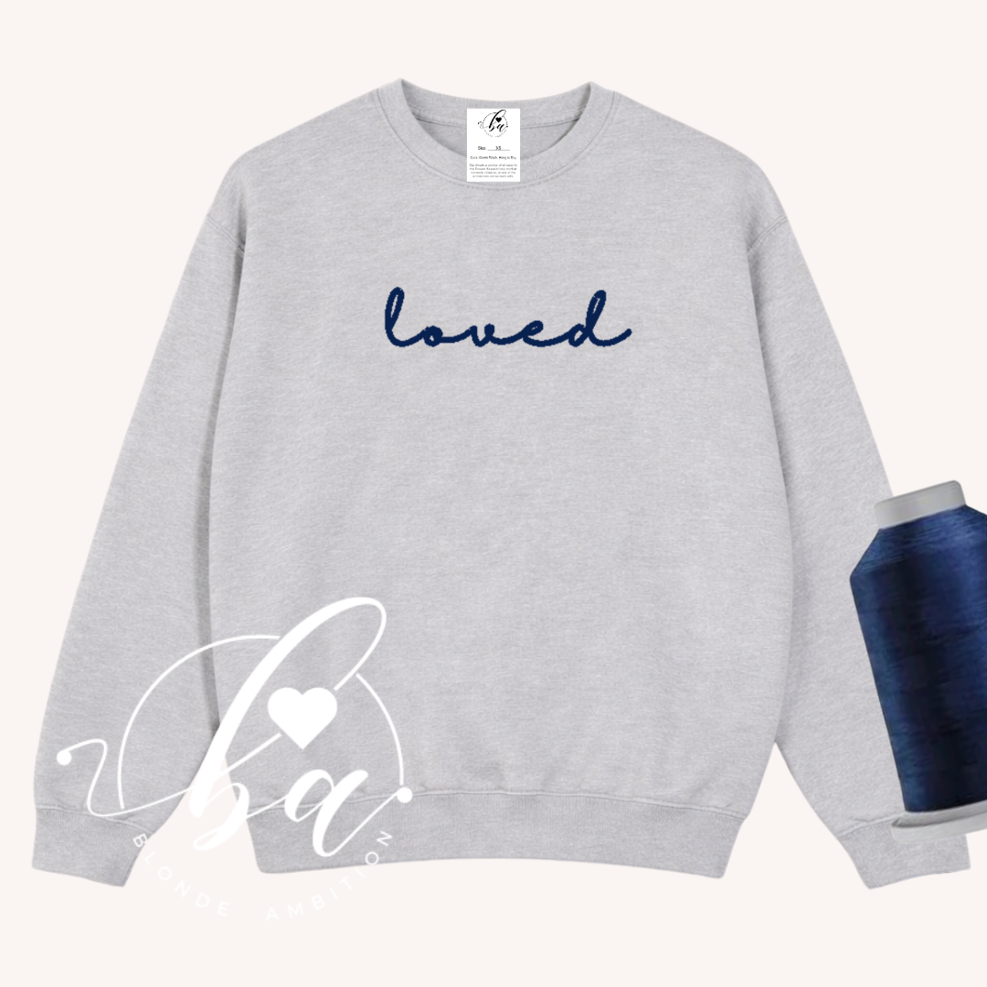 Customizable Script Embroidered Classic Crew Neck Sweater