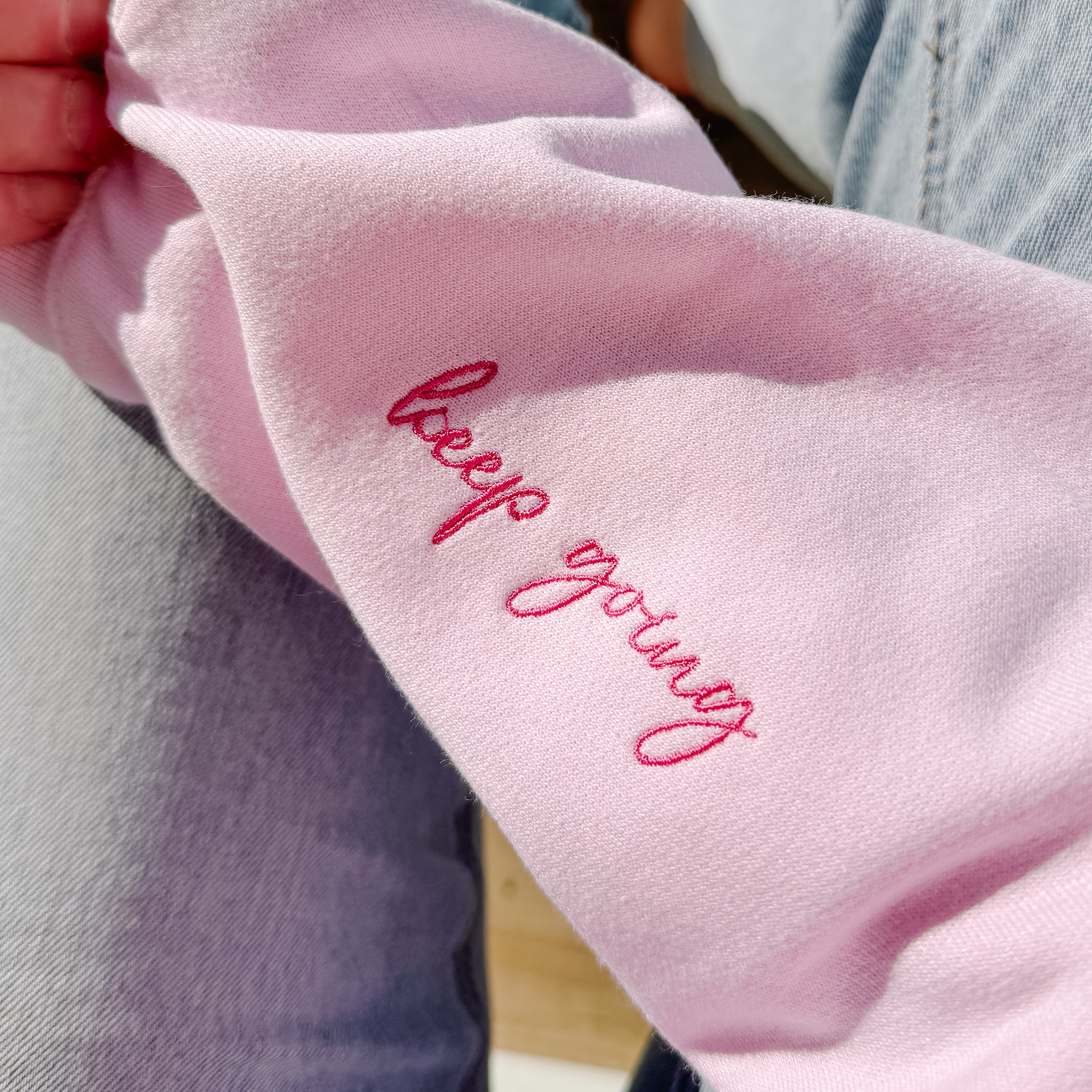 Keep Going Embroidered Cozy Crew Neck Sweater