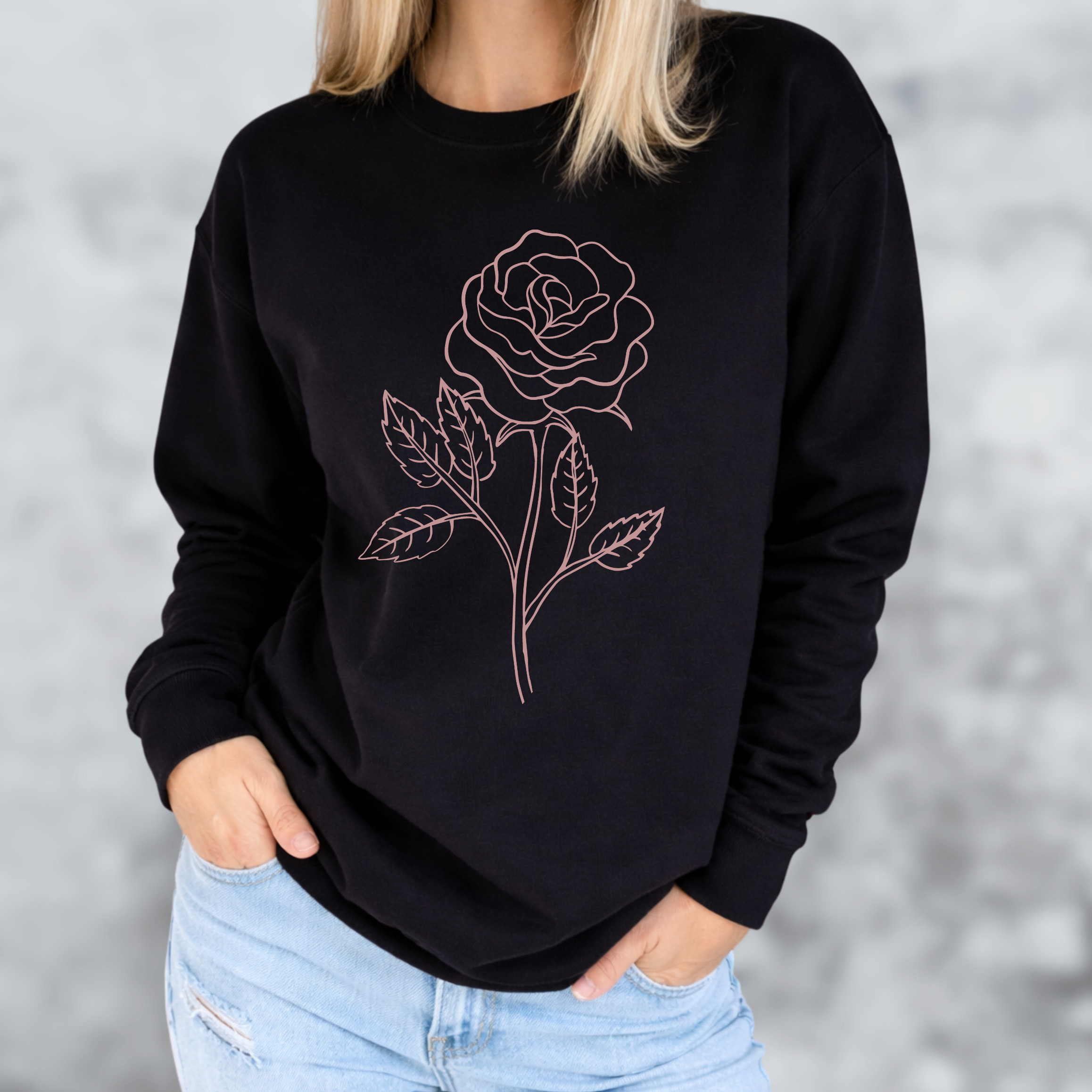 Rose Cozy Crew Neck Sweater