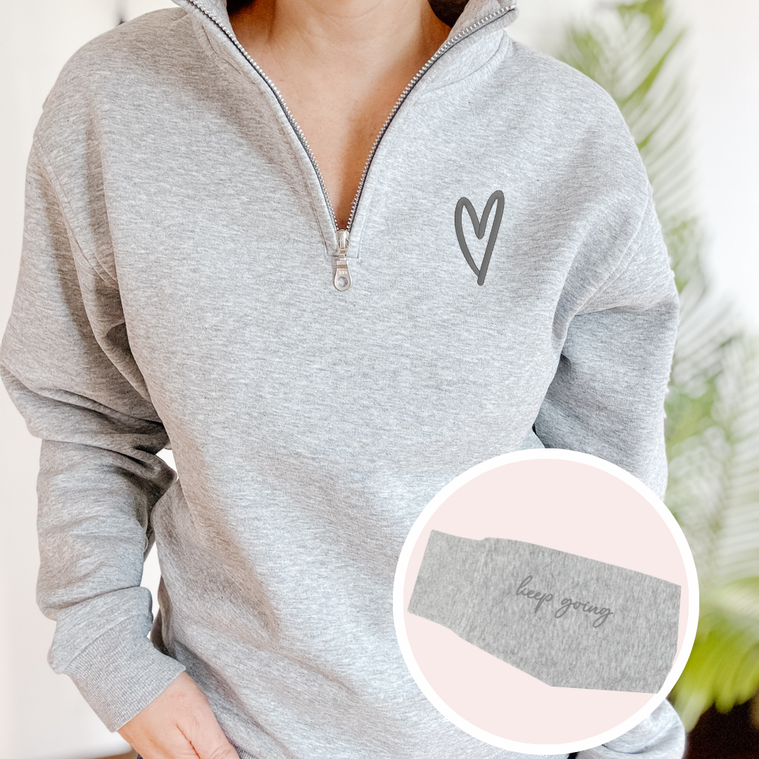 Keep Going Embroidered Ultimate 1/4 Zip Sweater