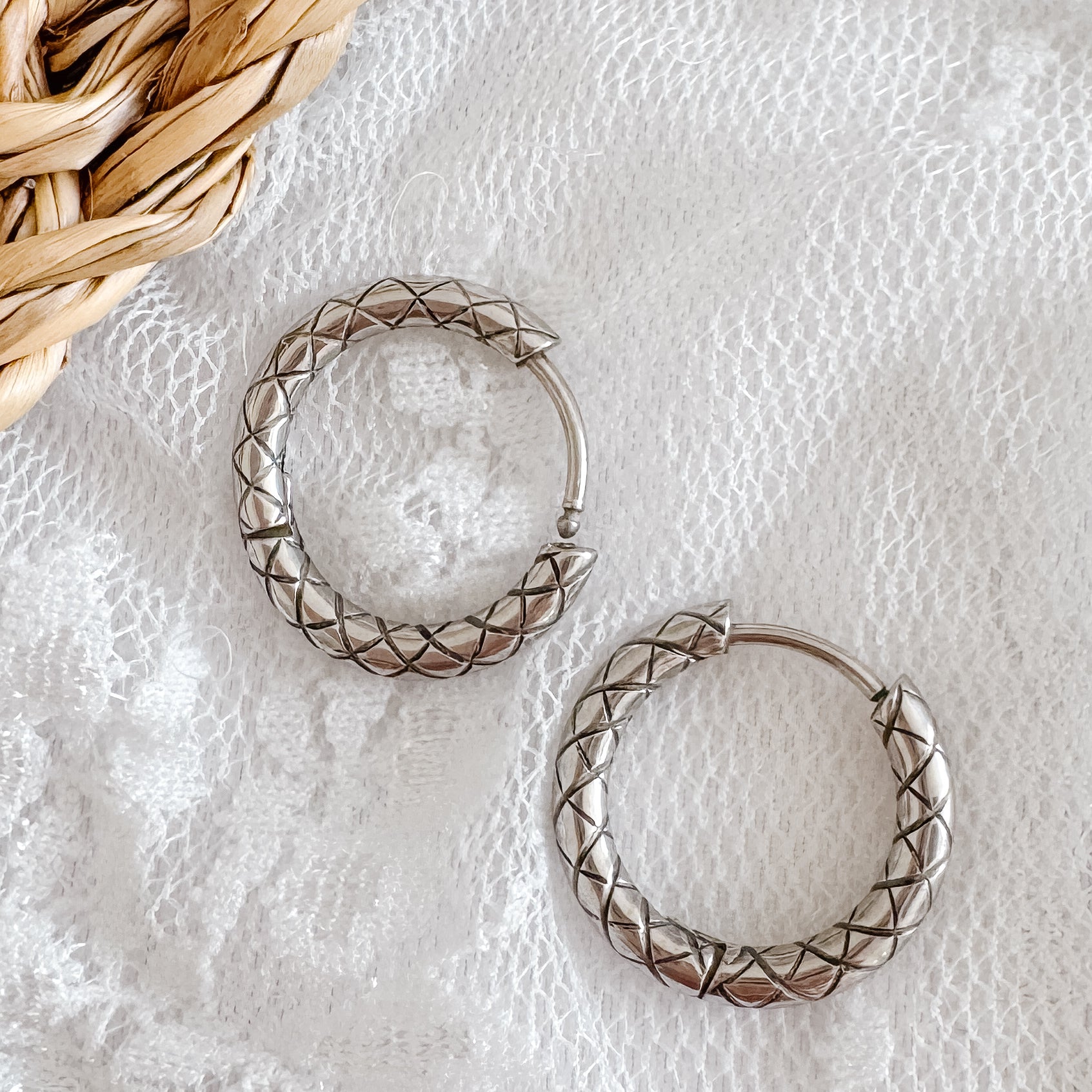 Textured Hoop Huggie Earrings