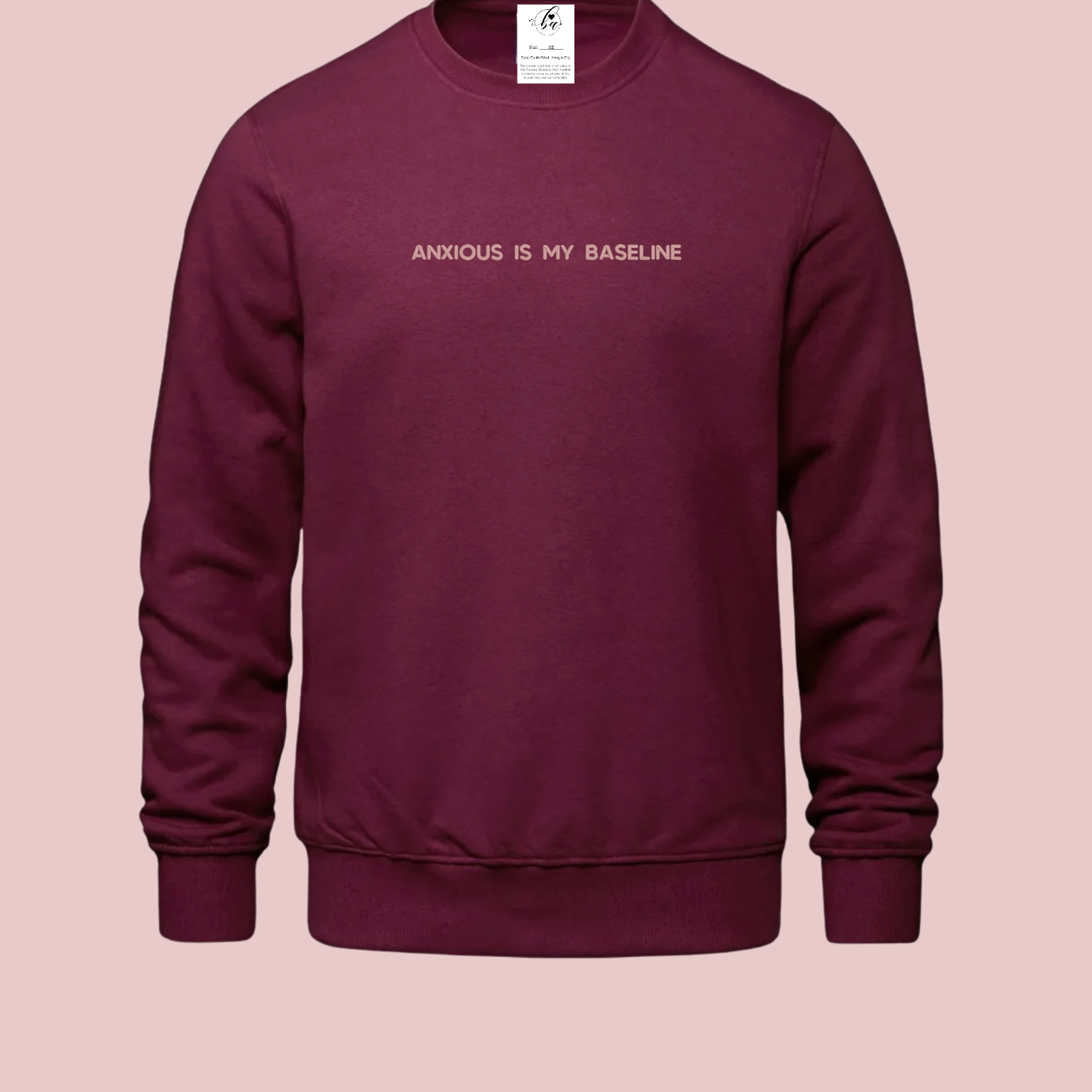 Anxious is my Baseline Embroidered Ultra Soft Crew Neck Sweater