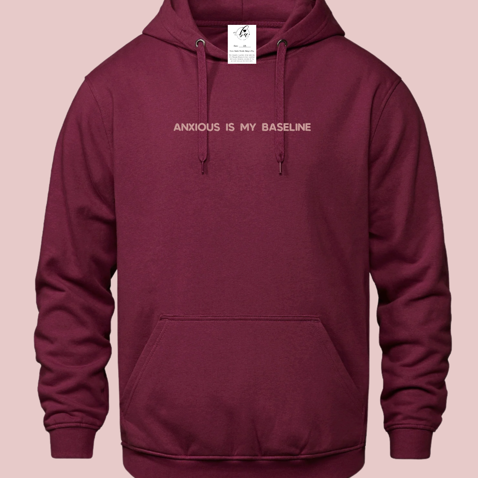 Anxious is my Baseline Embroidered Ultra Soft Hoodie