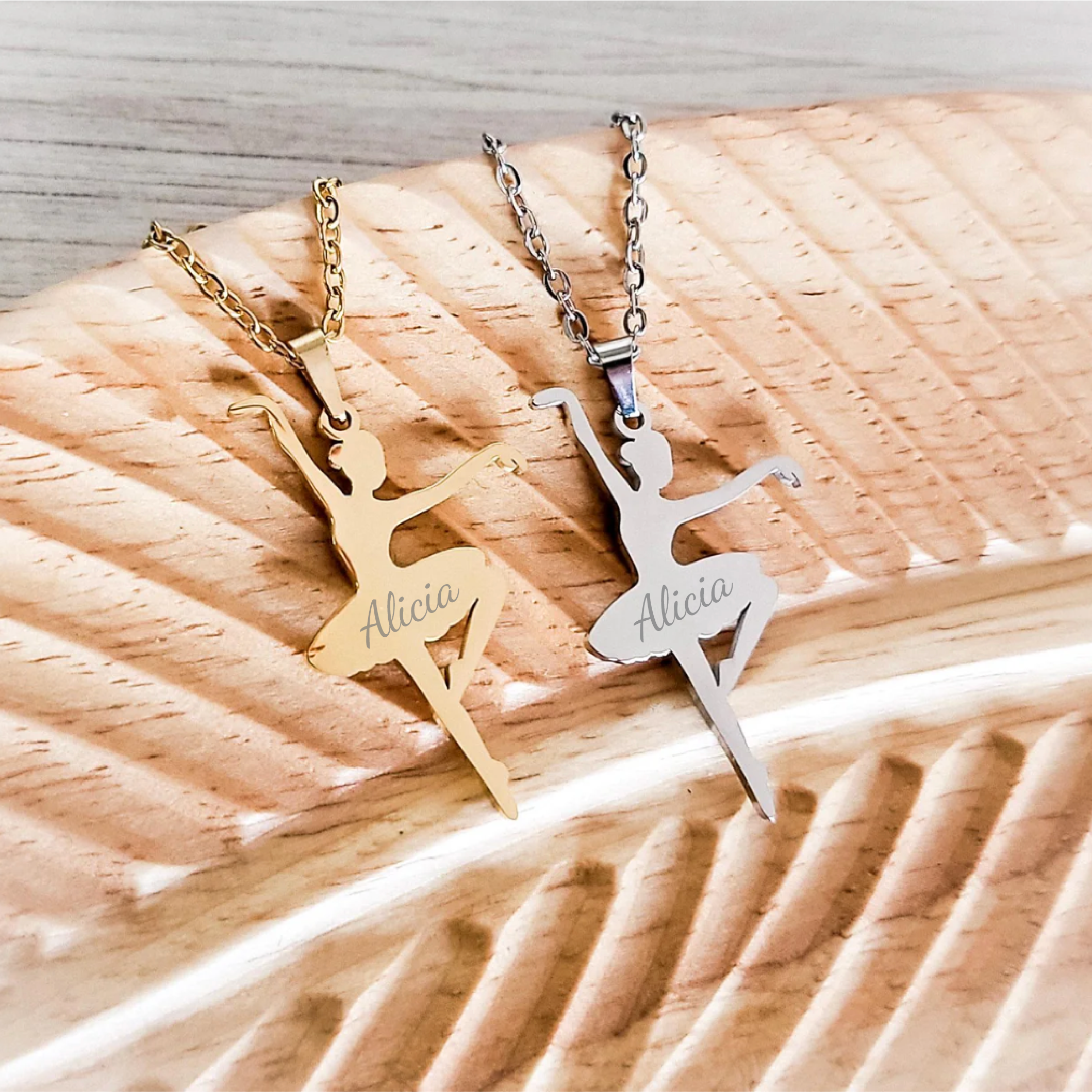 Personalized Engraved Ballerina Pendant Necklace