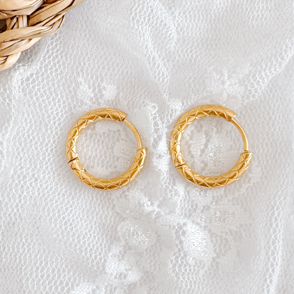 Textured Hoop Huggie Earrings