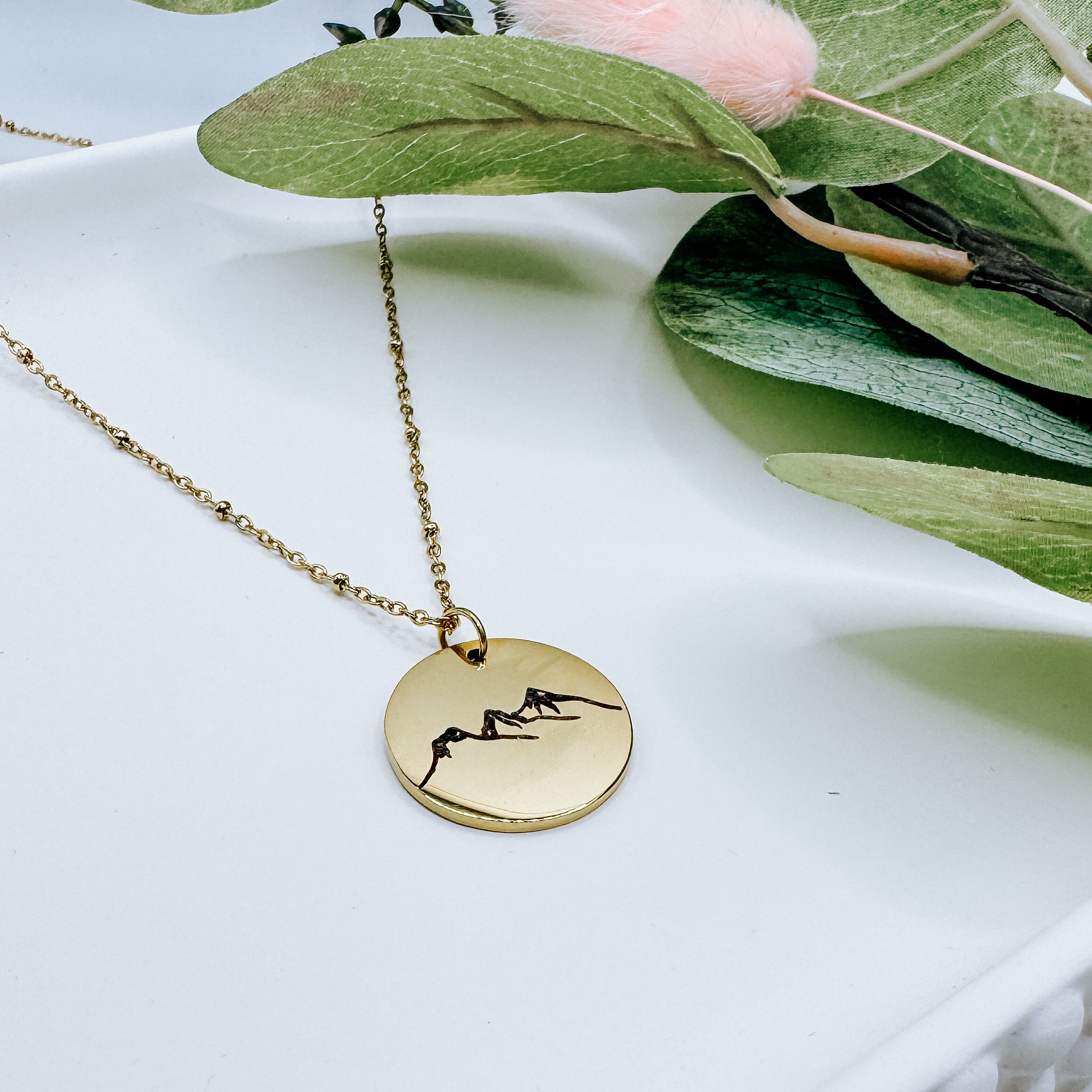 Three Sisters Mountains Engraved Pendant Necklace