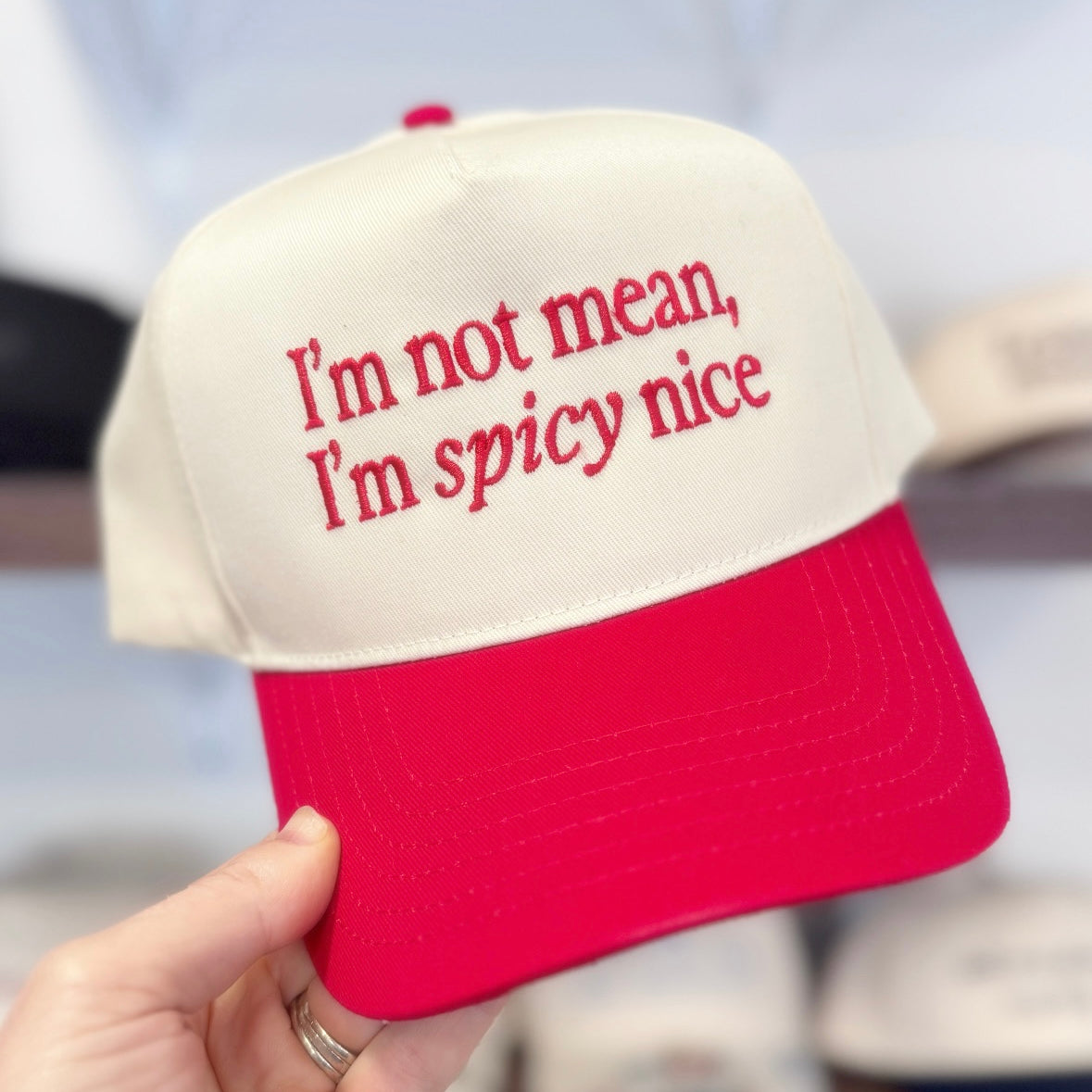 I'm not mean, I'm spicy nice Embroidered Cap