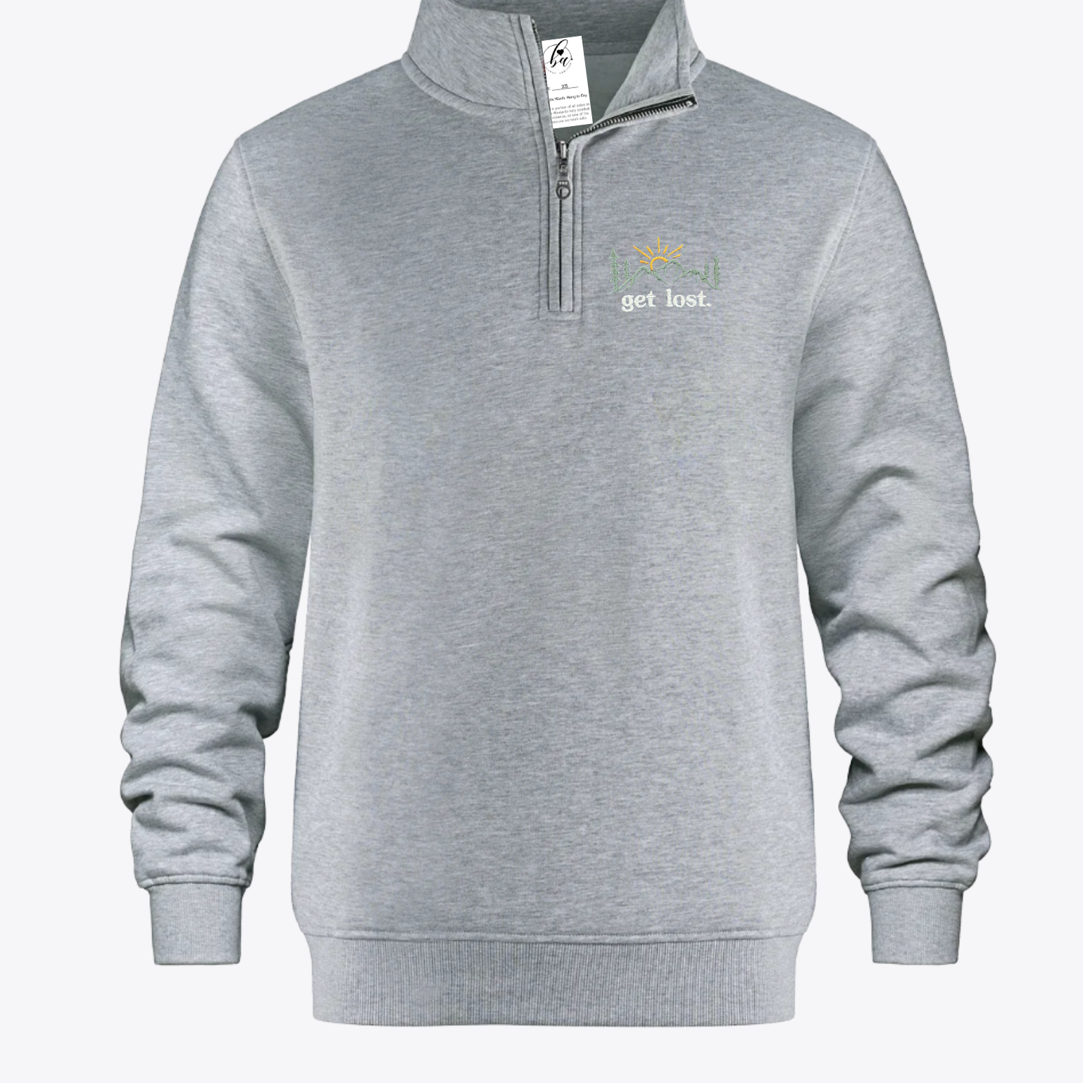 Get Lost Embroidered 1/4 Zip Sweater