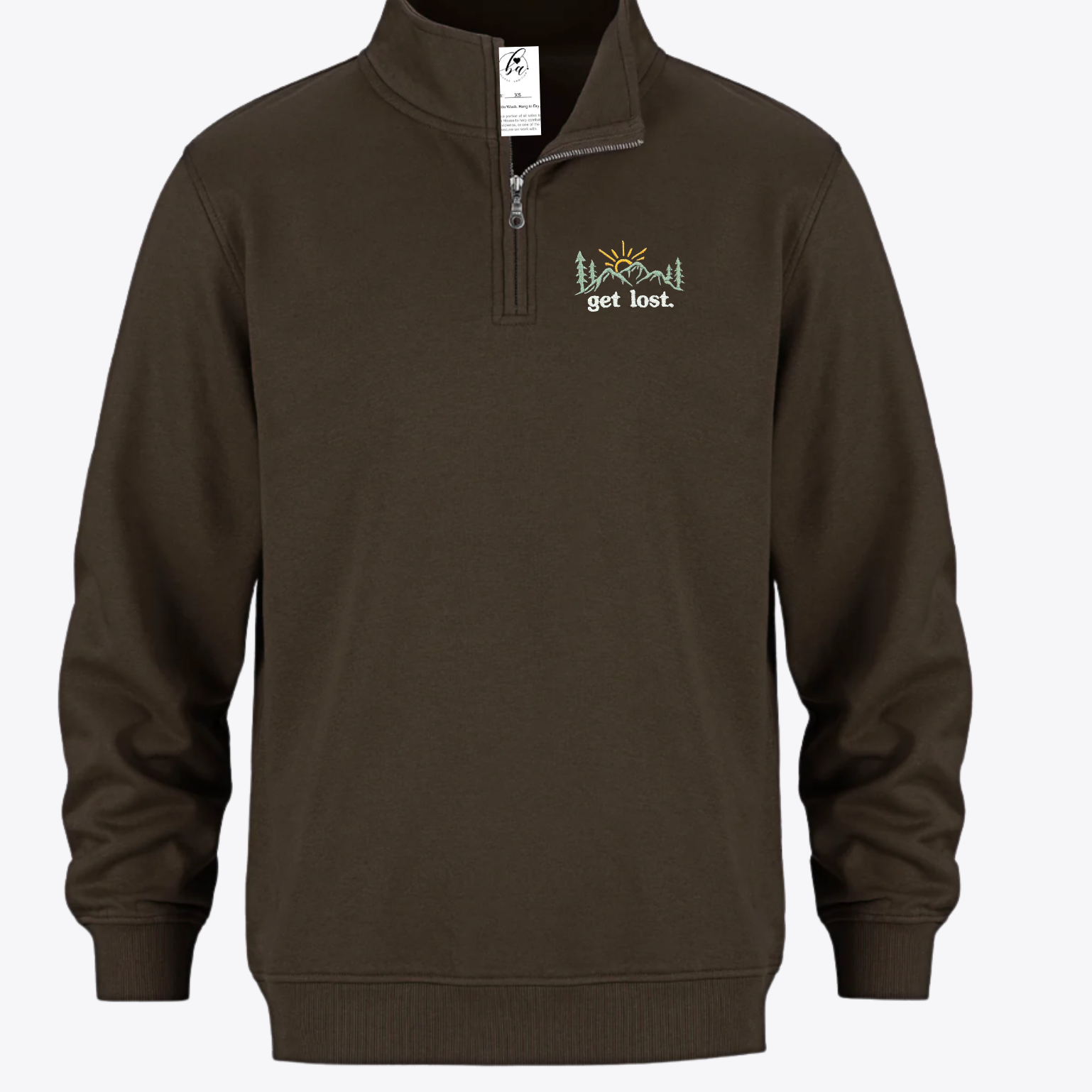 Get Lost Embroidered 1/4 Zip Sweater