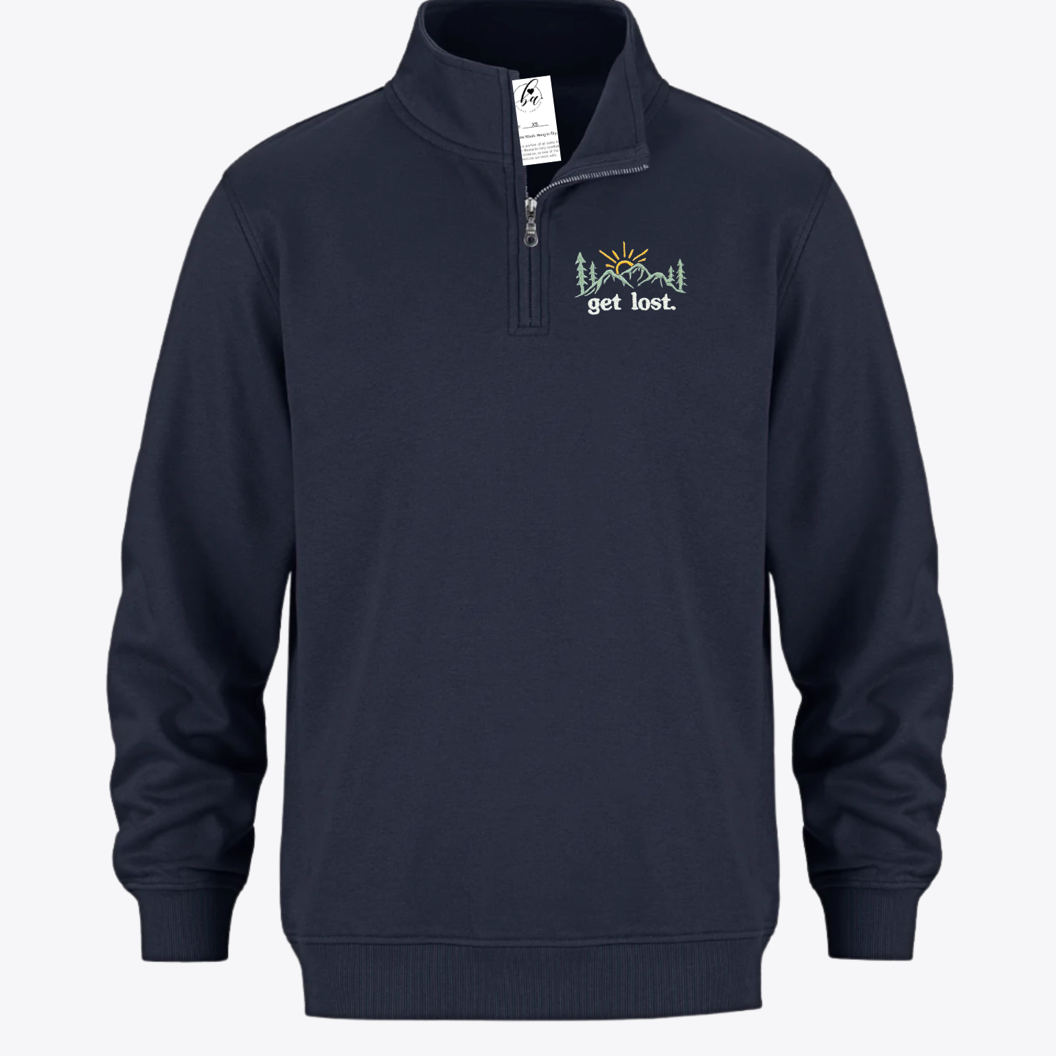 Get Lost Embroidered 1/4 Zip Sweater