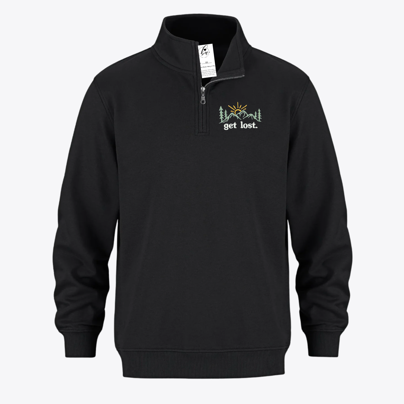 Get Lost Embroidered 1/4 Zip Sweater
