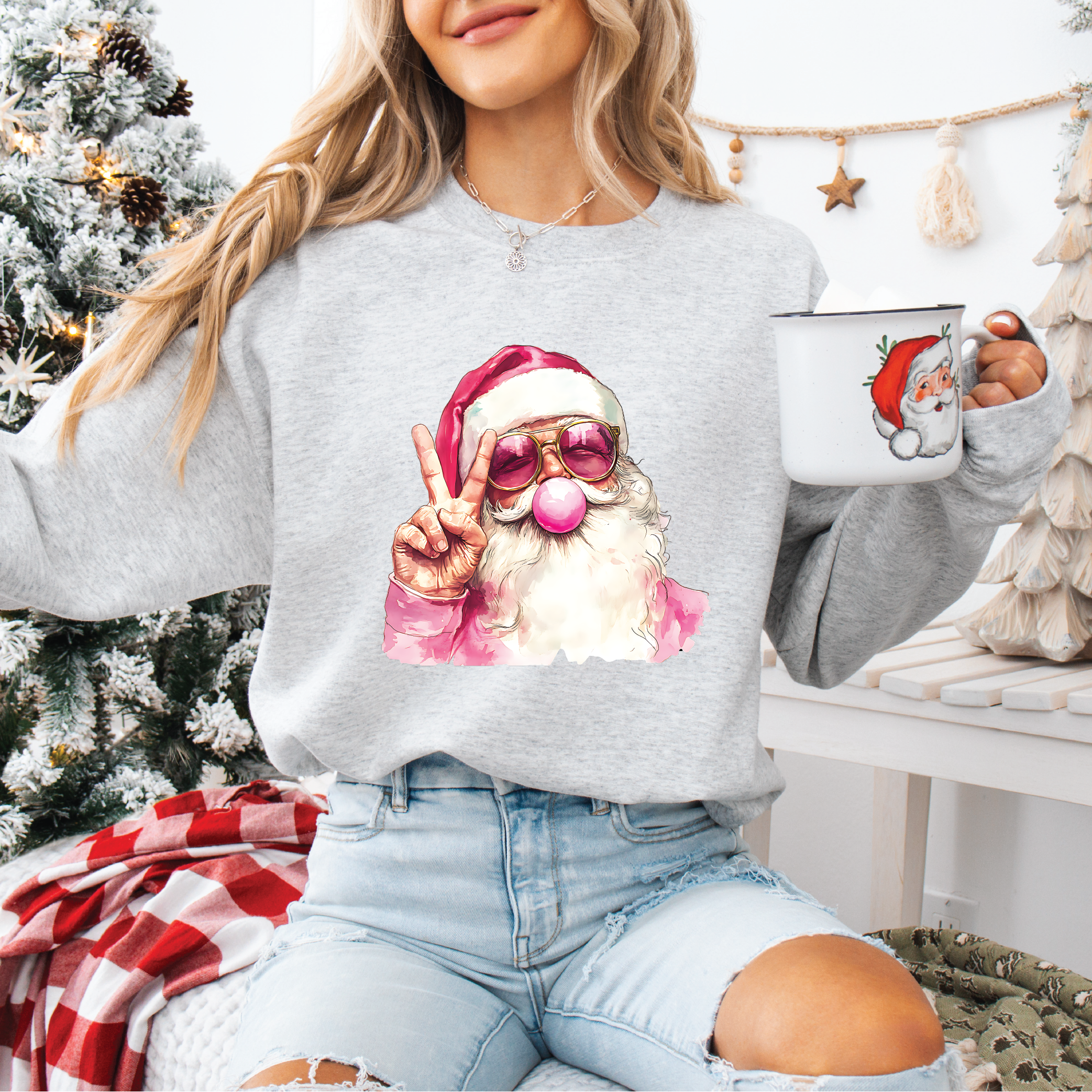 Bubblegum Santa Classic Crew Neck Sweater