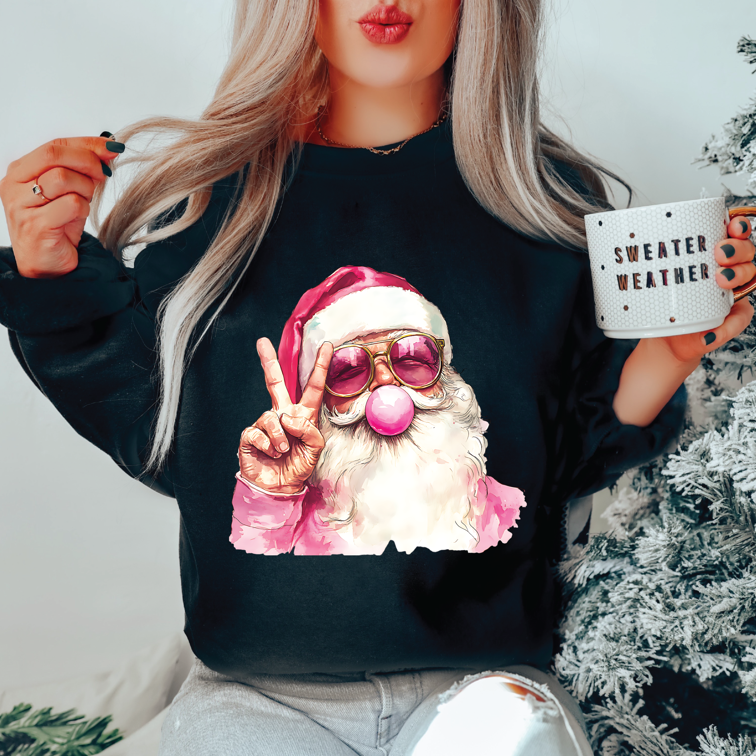 Bubblegum Santa Classic Crew Neck Sweater