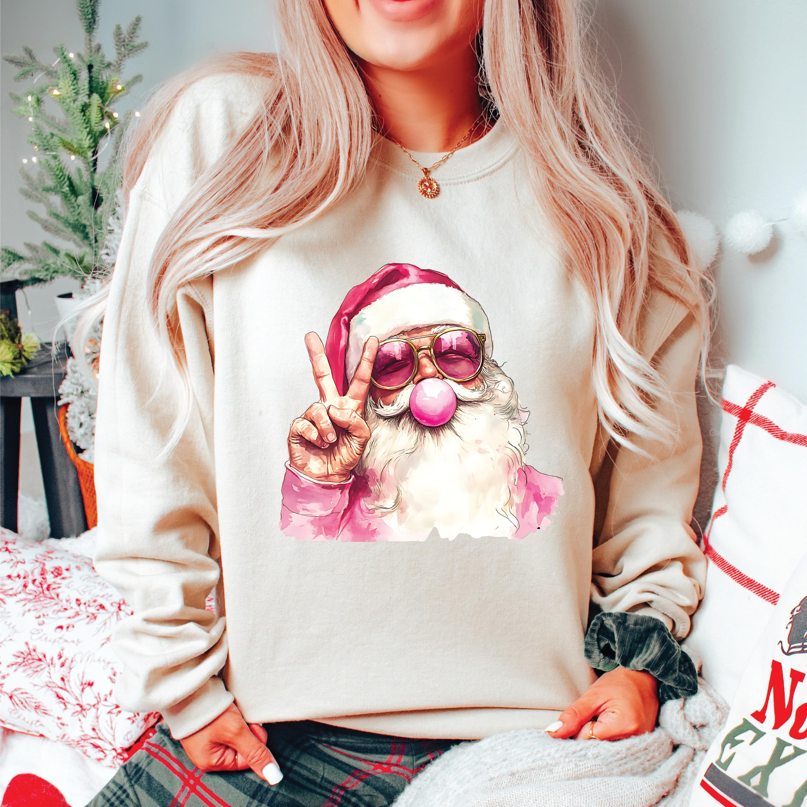 Bubblegum Santa Classic Crew Neck Sweater