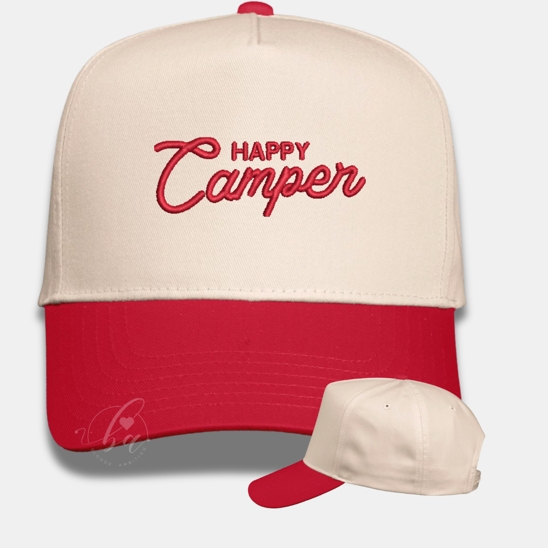 Happy Camper Embroidered Cap