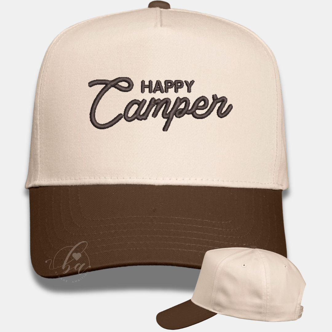 Happy Camper Embroidered Cap