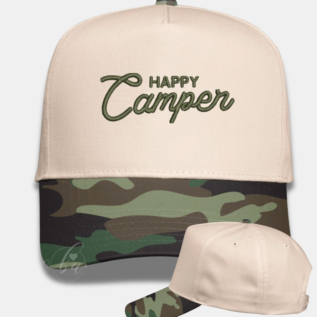 Happy Camper Embroidered Cap