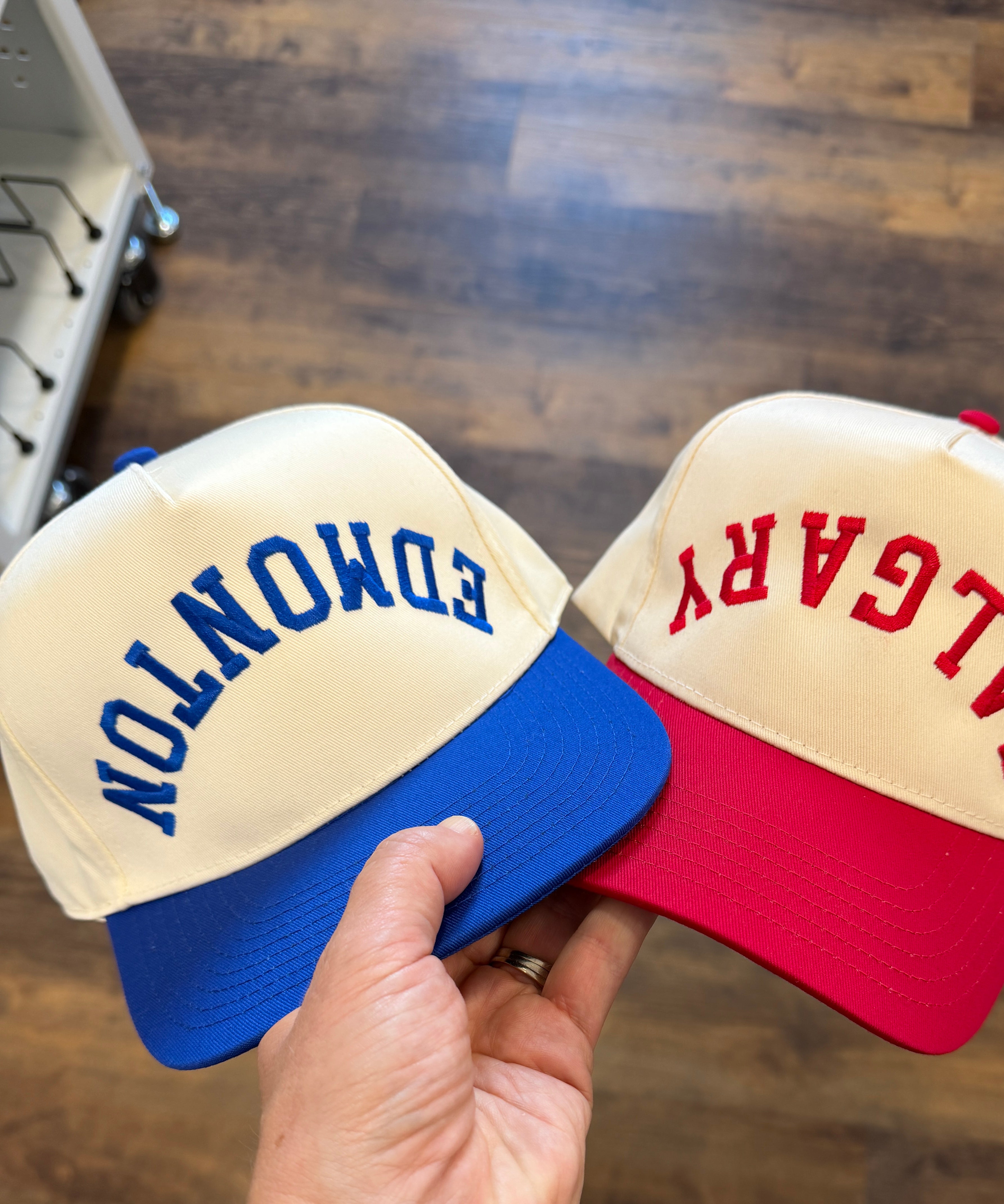 Custom City Upside Down Varsity Style Embroidered Cap