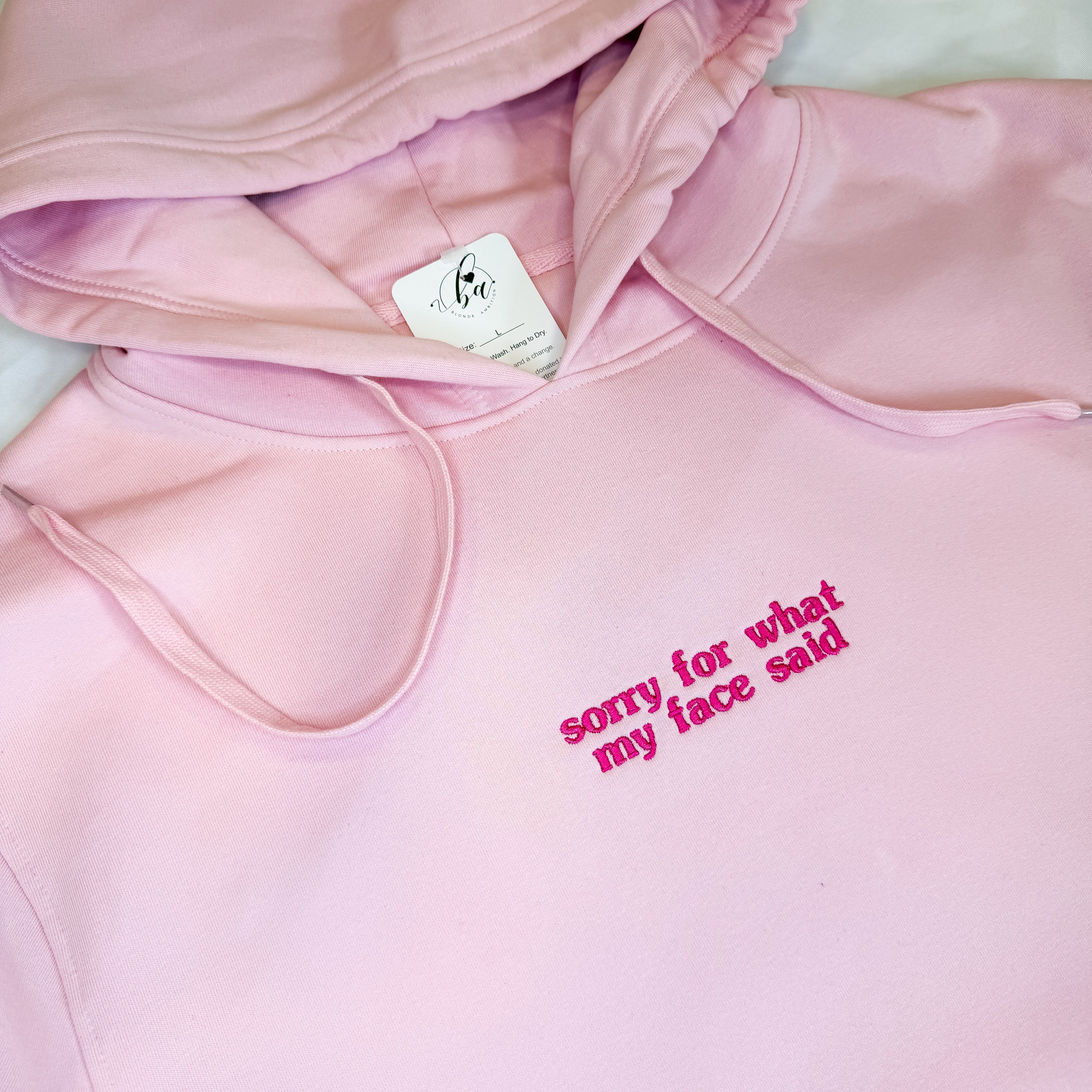 Sorry For What My Face Said Embroidered Ultra Soft Hoodie