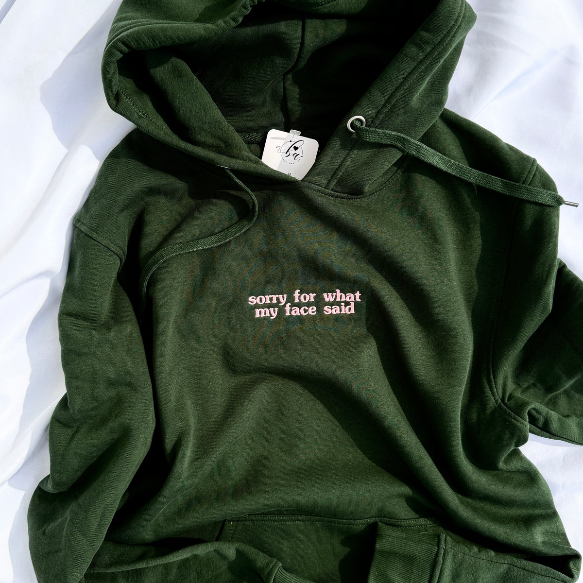 Sorry For What My Face Said Embroidered Ultra Soft Hoodie