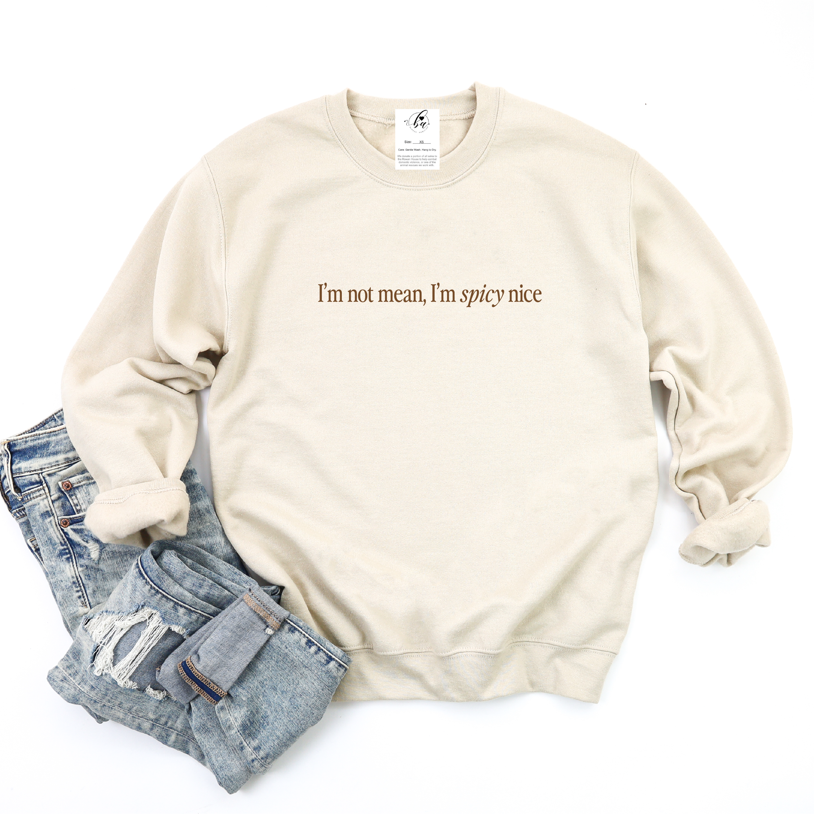 I'm not mean, I'm Spicy Nice Cozy Crew Neck Sweater