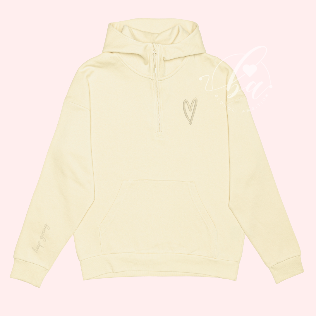 Keep Going Embroidered Ultimate 1/2 Zip Hoodie