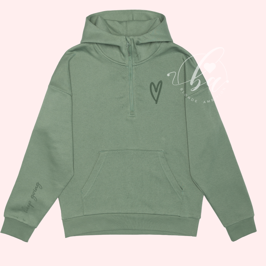 Keep Going Embroidered Ultimate 1/2 Zip Hoodie