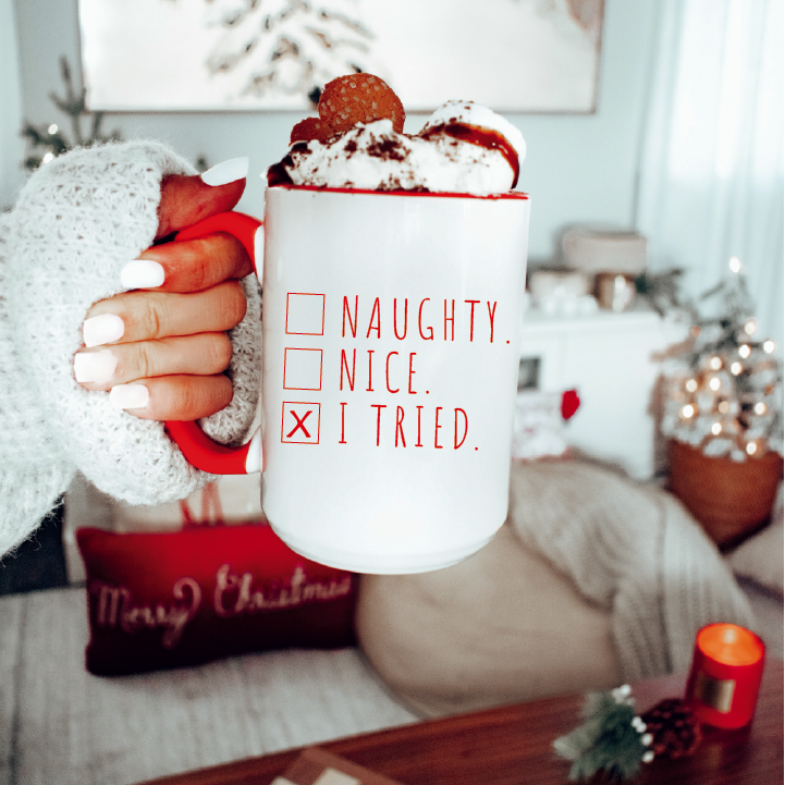 Naughty Nice I Tried 15oz Christmas Mug