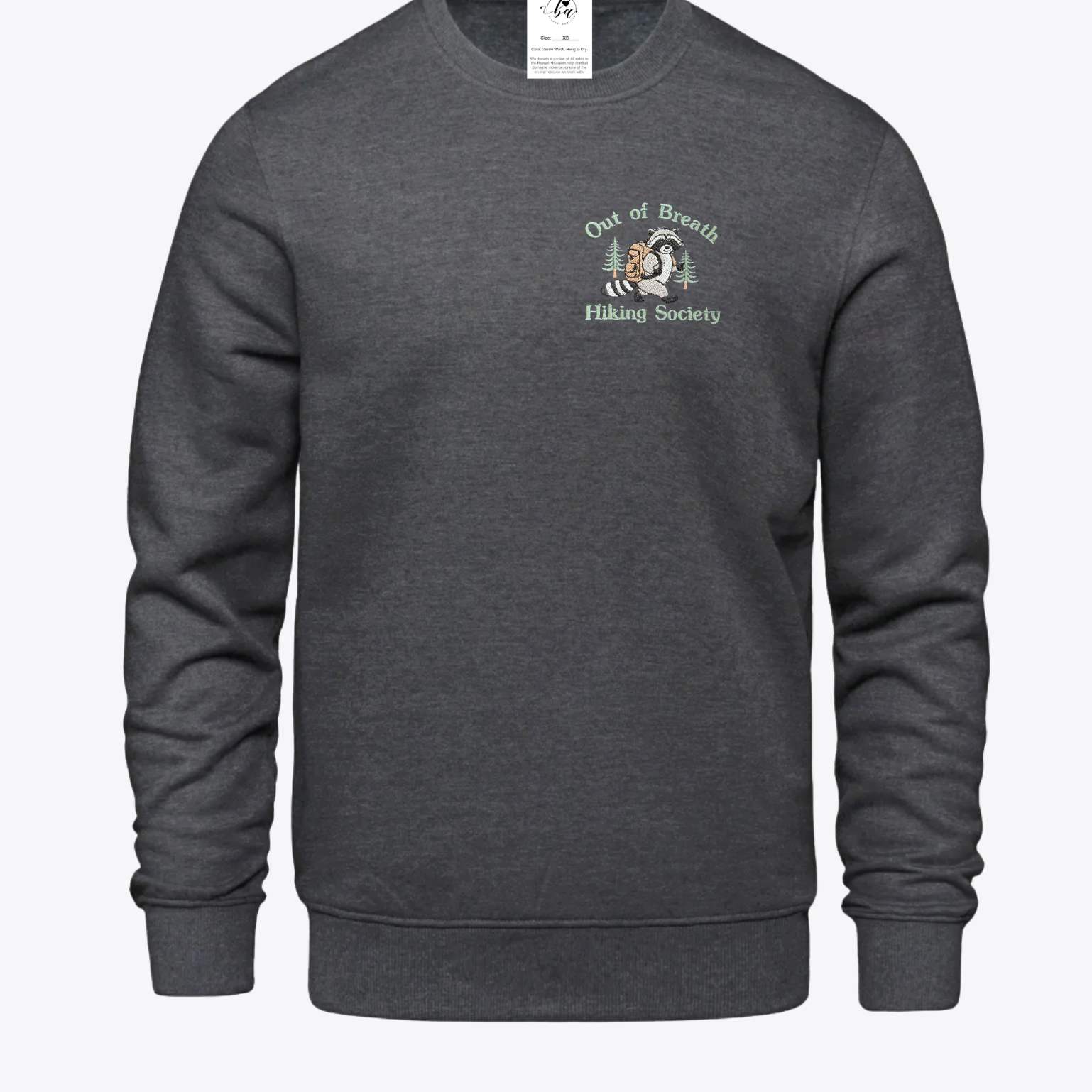 Out of Breath Hiking Society Embroidered Ultra Soft Crew Neck Sweater