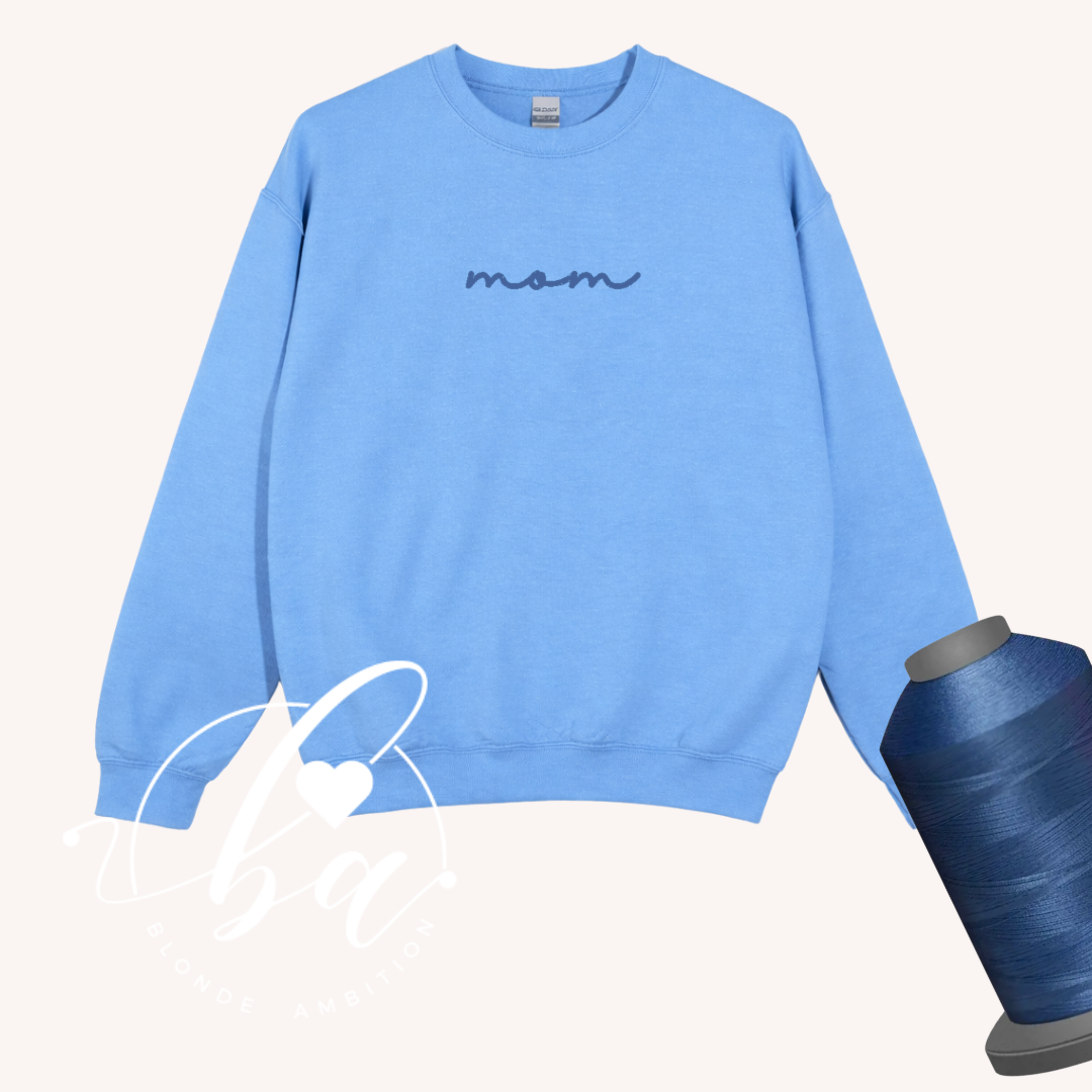 Customizable Script Embroidered Classic Crew Neck Sweater