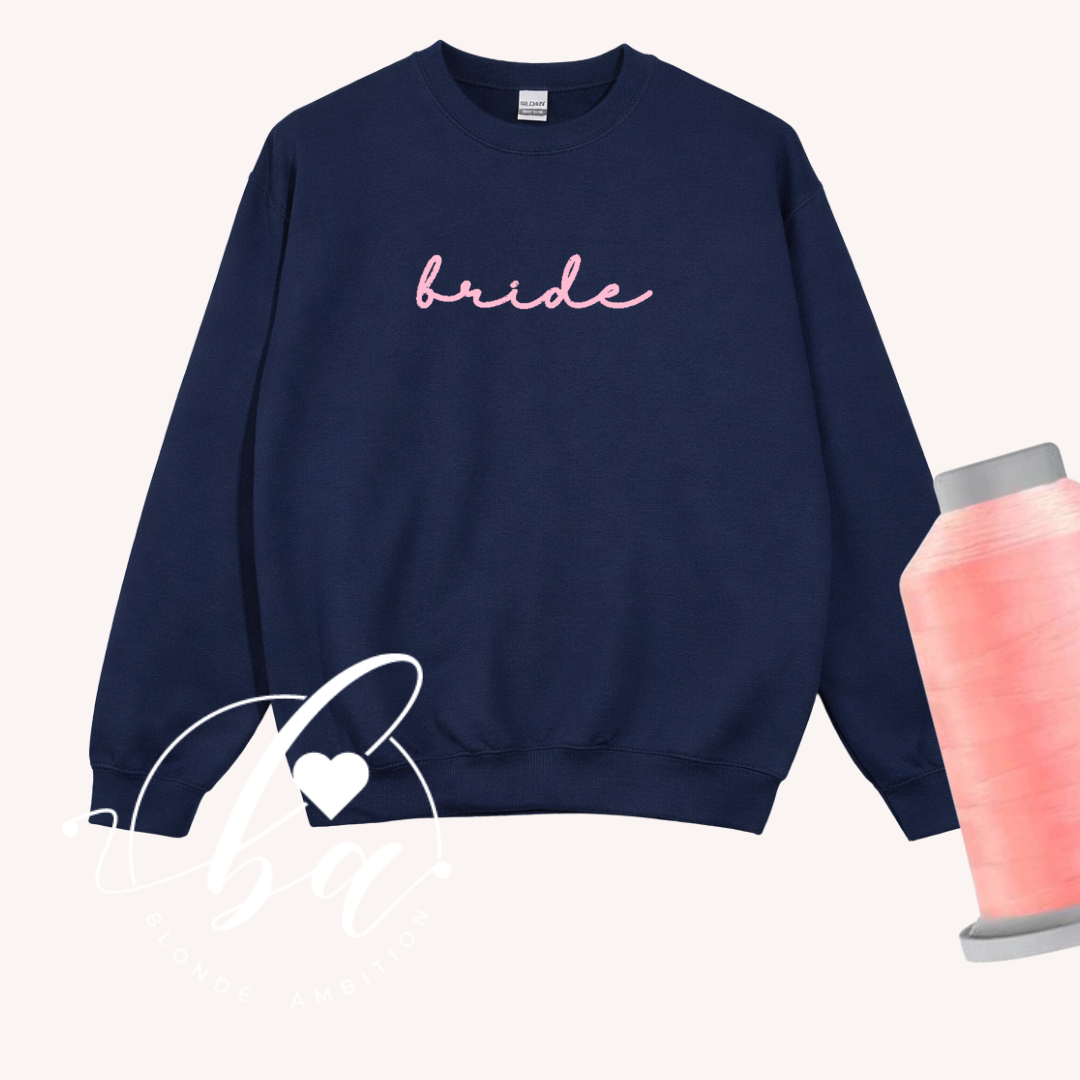 Customizable Script Embroidered Classic Crew Neck Sweater