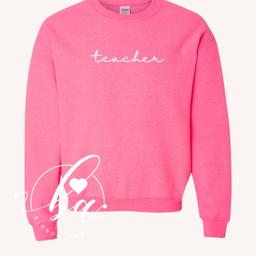 Customizable Script Embroidered Classic Crew Neck Sweater