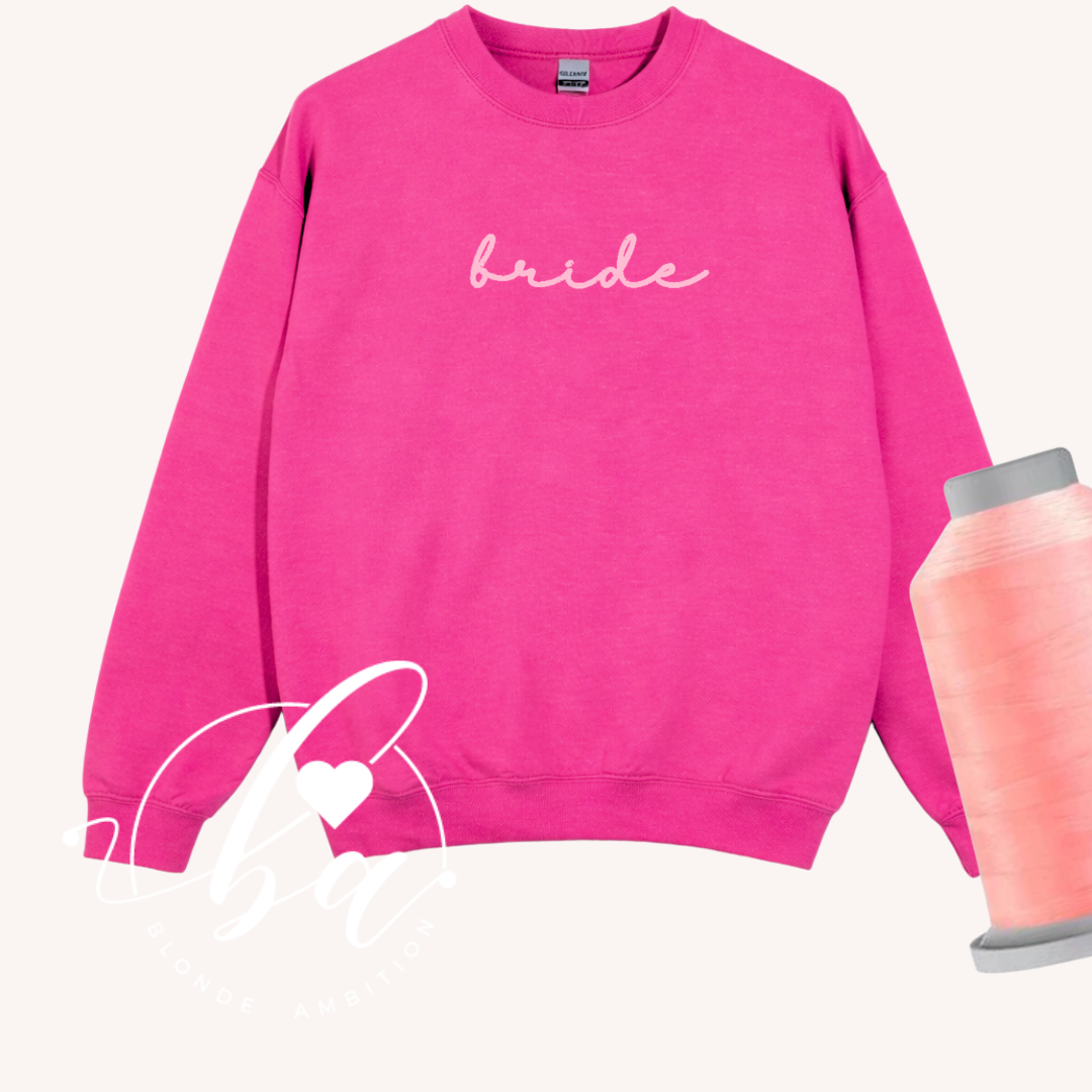 Customizable Script Embroidered Classic Crew Neck Sweater