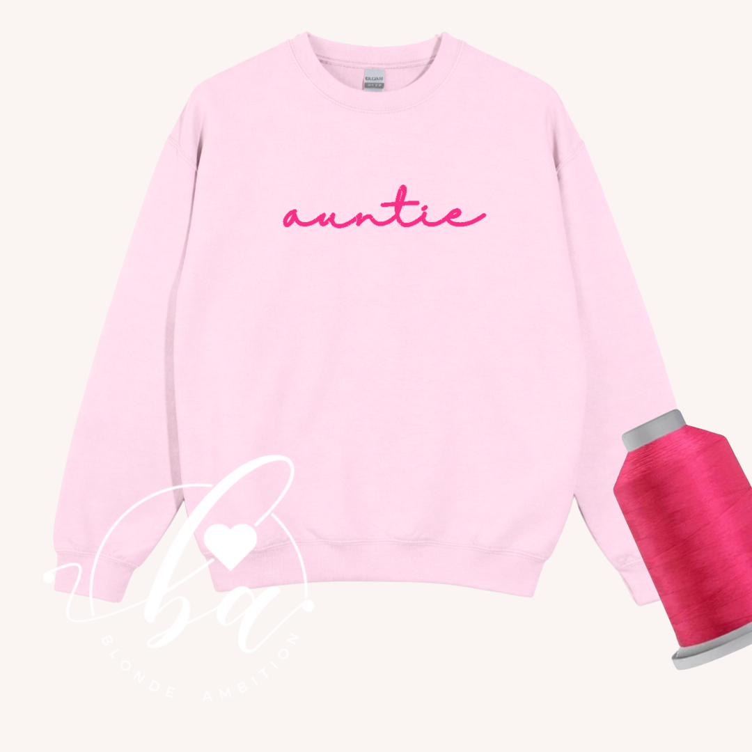 Customizable Script Embroidered Classic Crew Neck Sweater