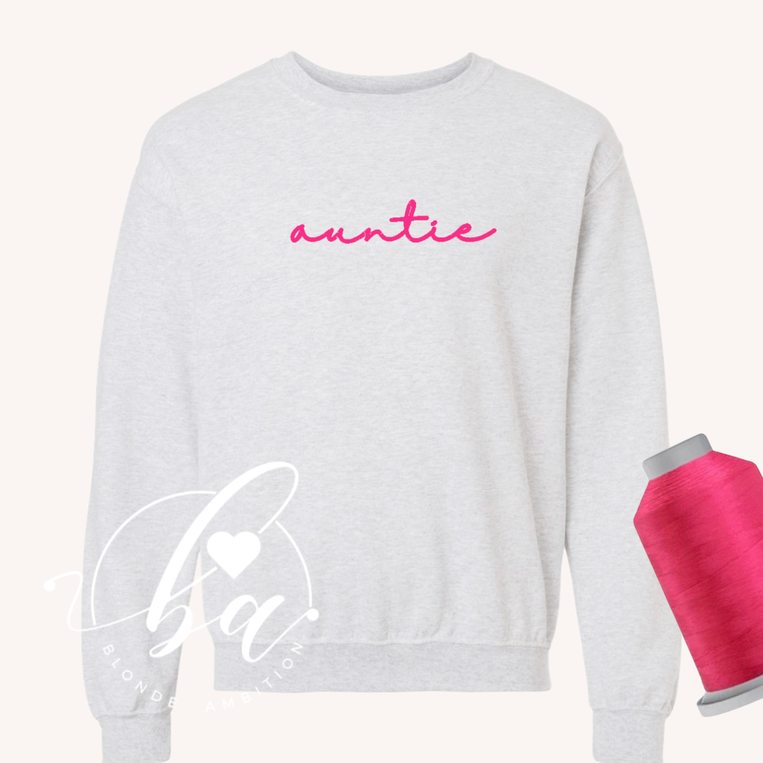 Customizable Script Embroidered Classic Crew Neck Sweater