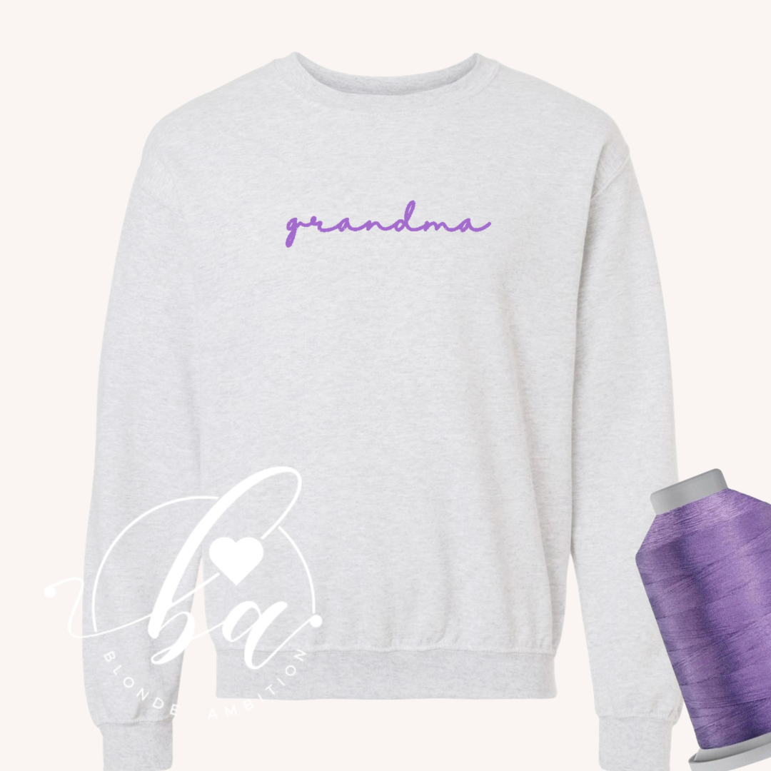 Customizable Script Embroidered Classic Crew Neck Sweater