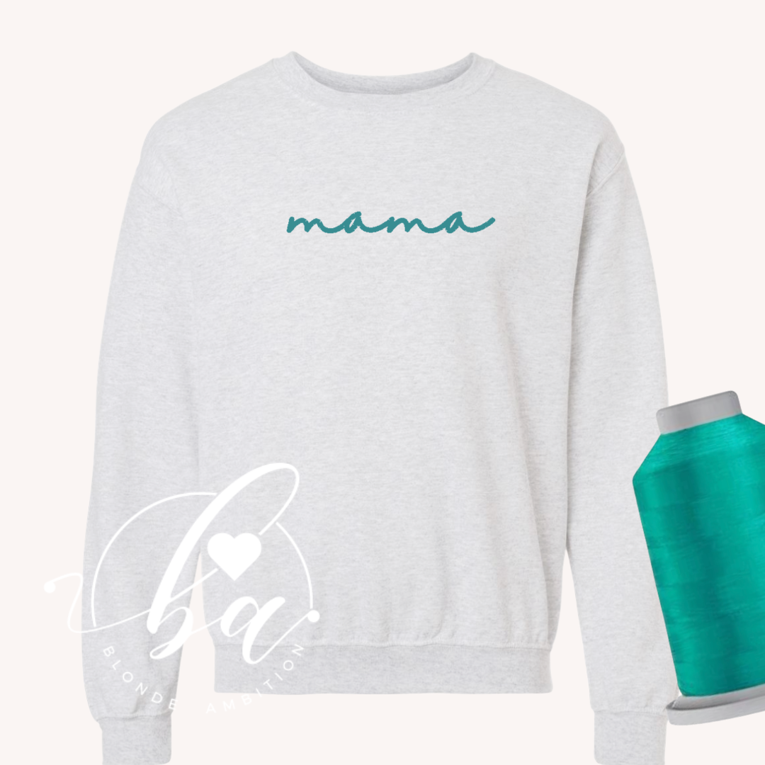 Customizable Script Embroidered Classic Crew Neck Sweater