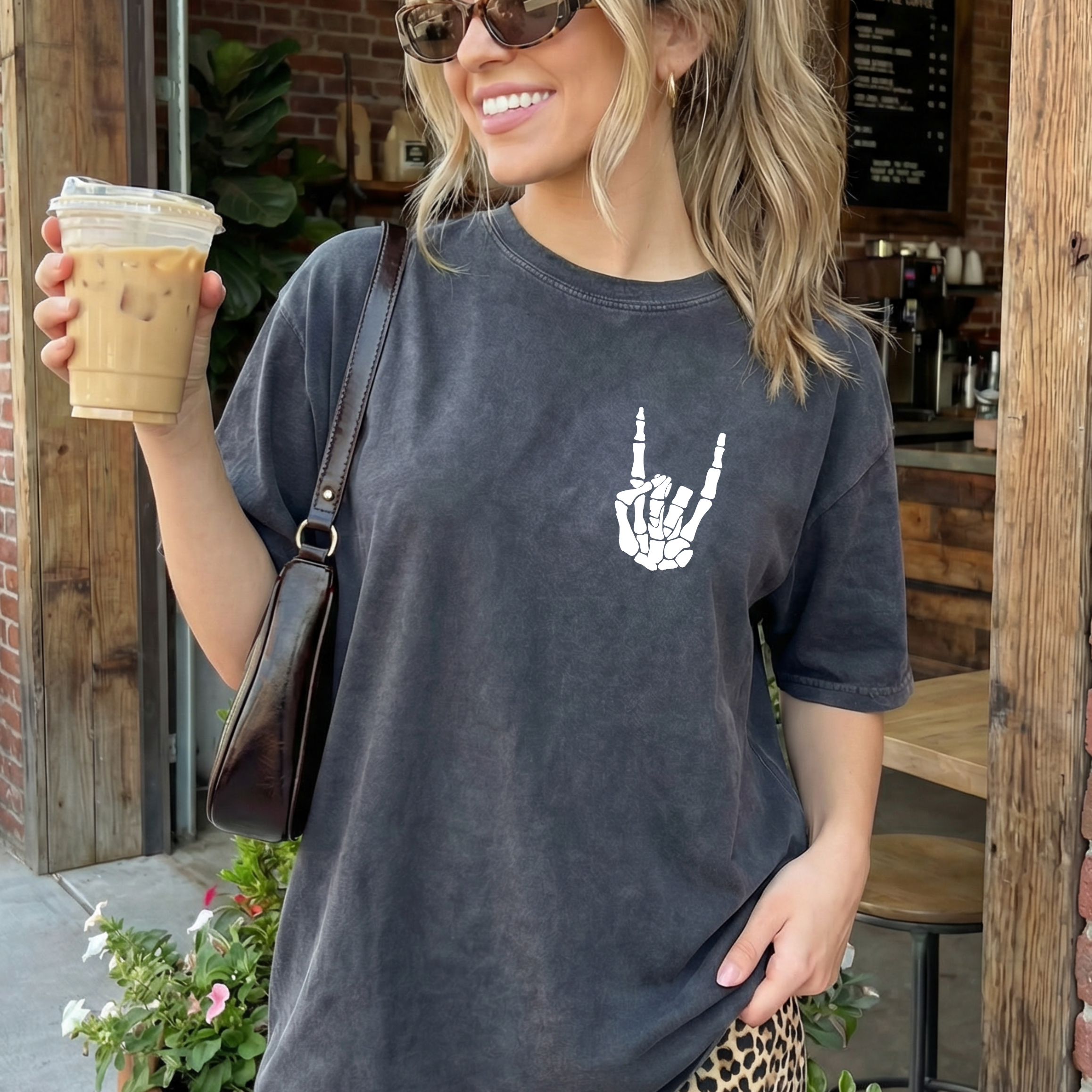 Rock On Skull Hand Heavy Weight Tee (Boxier Style)