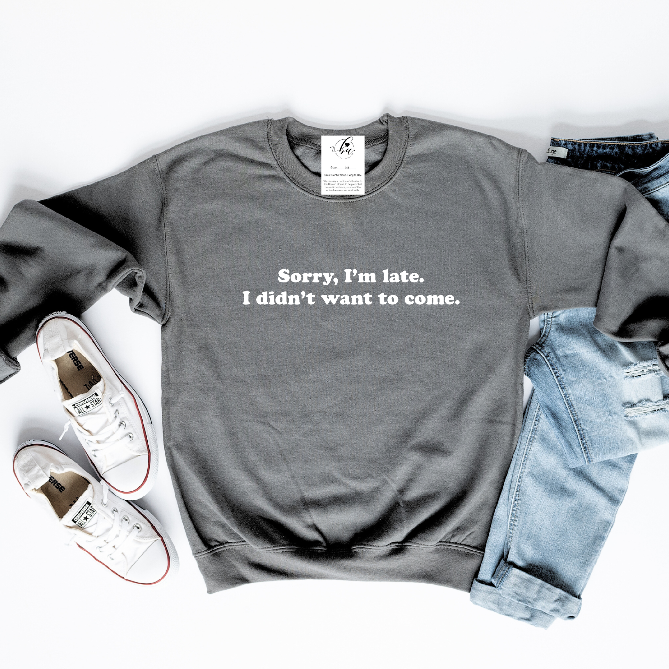 Sorry I'm Late, I Didn't Want to Come Cozy Crew Neck Sweater