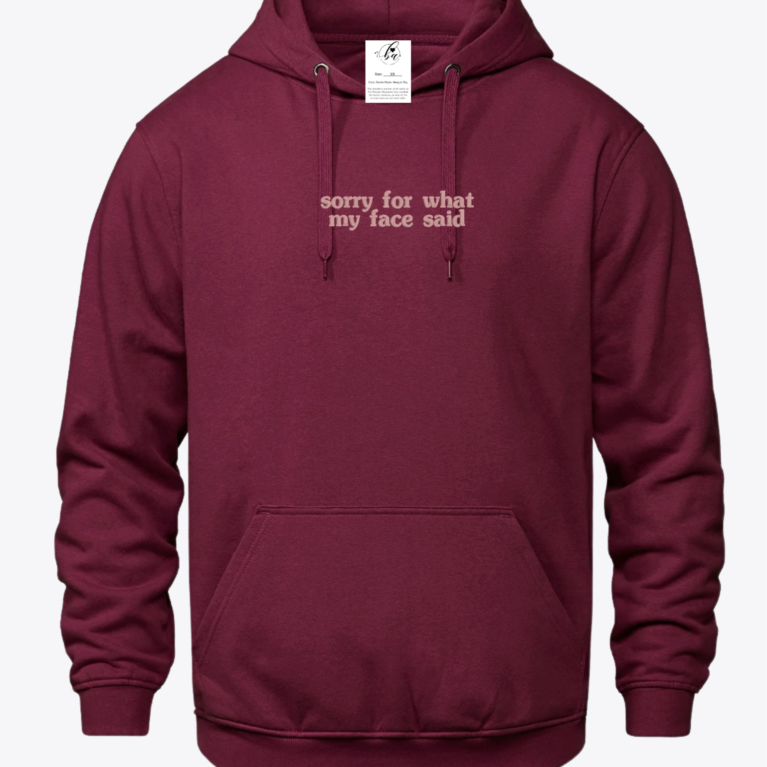 Sorry For What My Face Said Embroidered Ultra Soft Hoodie