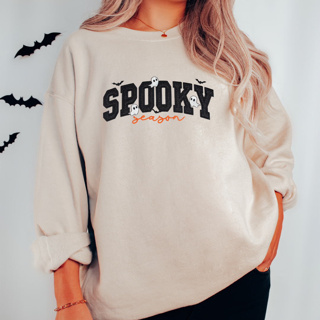 Spooky Season Glitter Embroidered Classic Crew