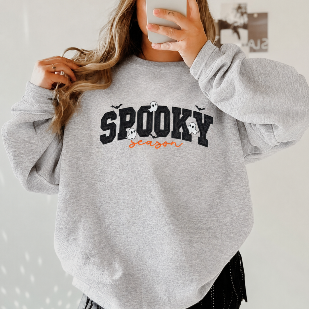 Spooky Season Glitter Embroidered Classic Crew