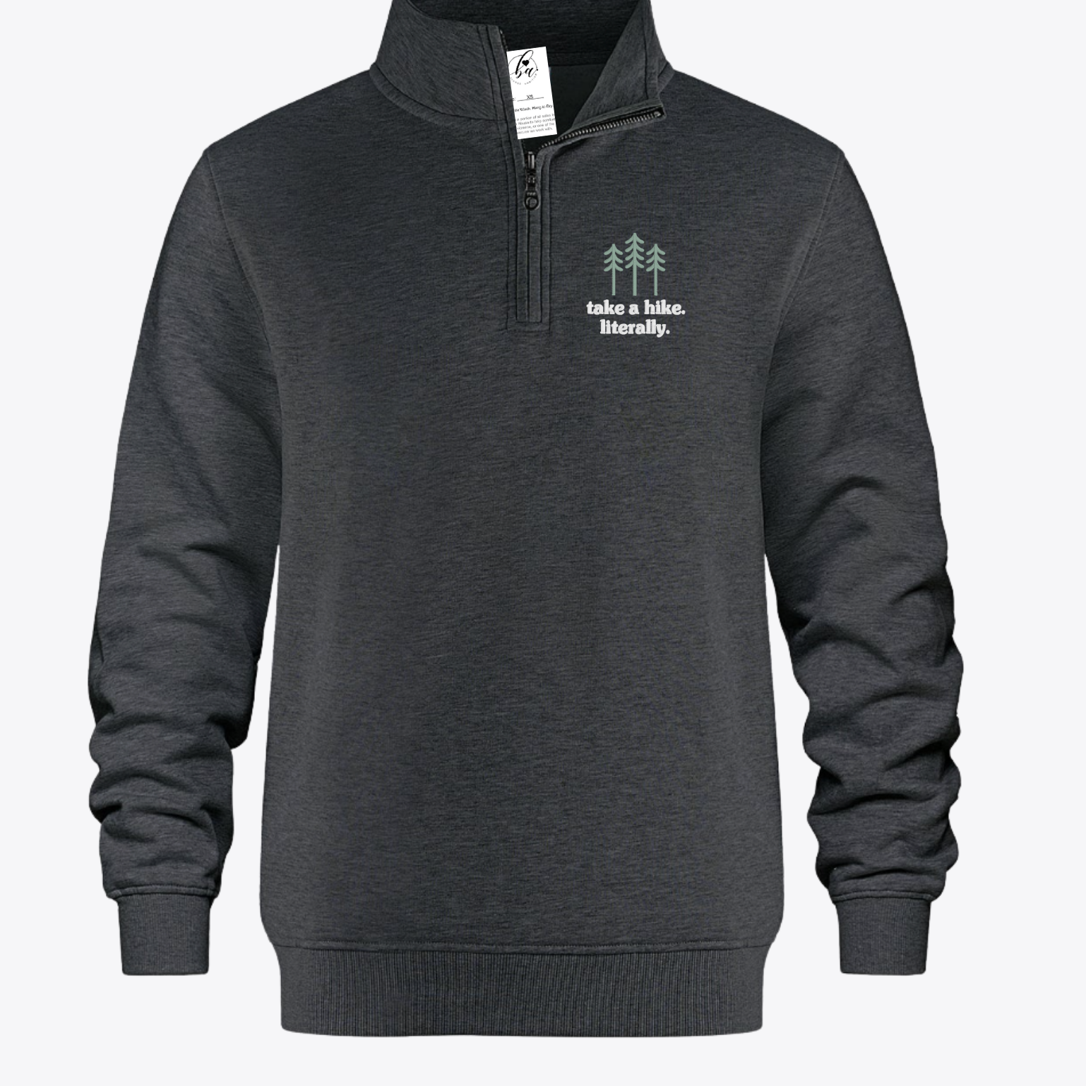 Take a Hike. Literally. Embroidered 1/4 Zip Sweater