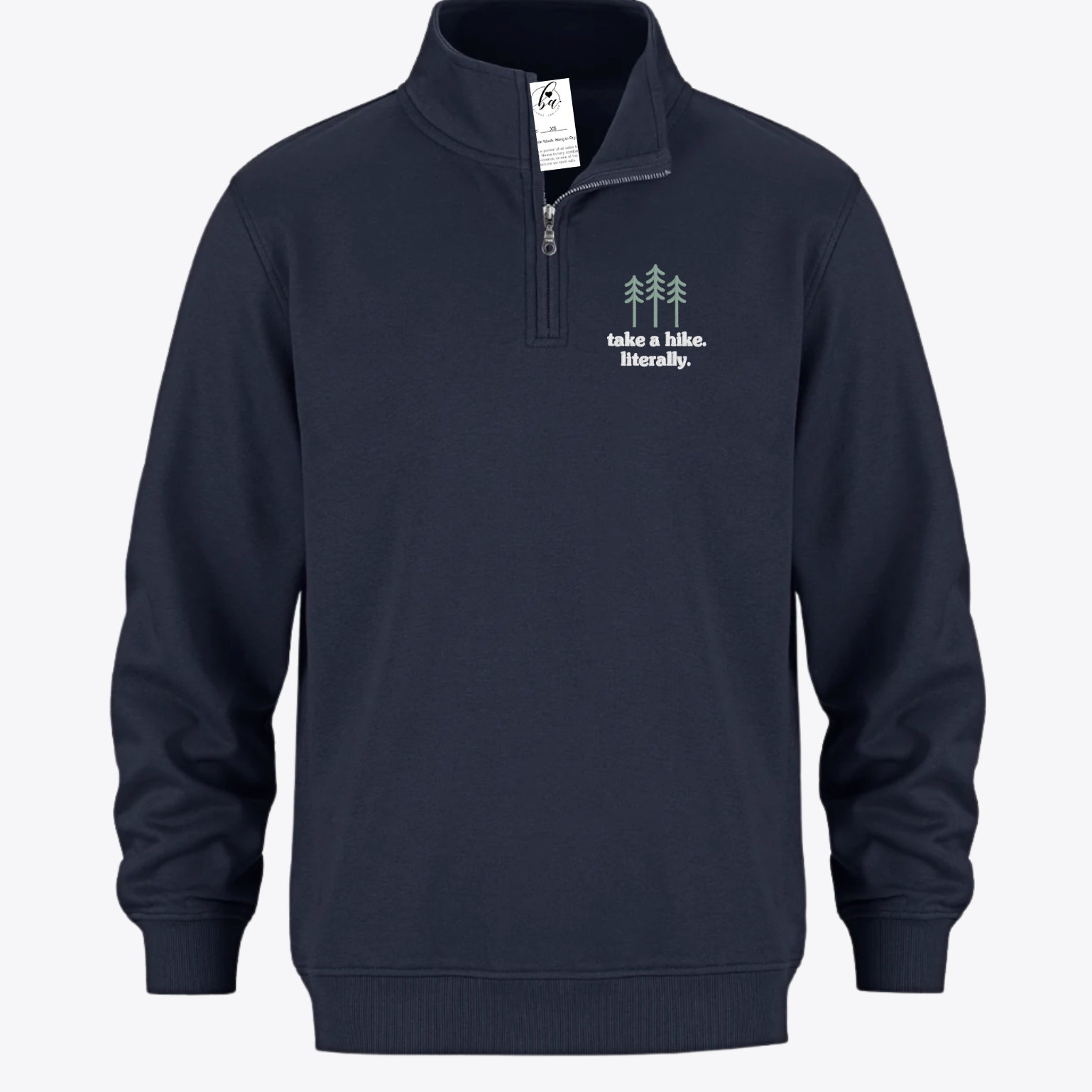 Take a Hike. Literally. Embroidered 1/4 Zip Sweater