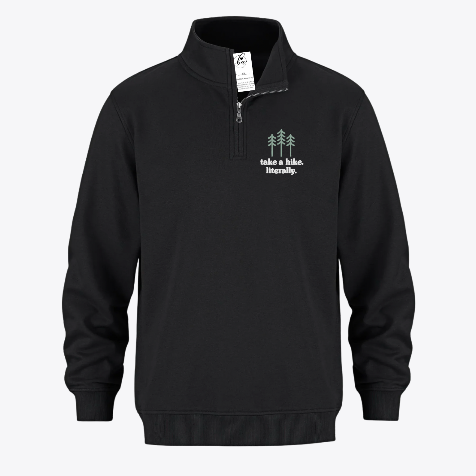 Take a Hike. Literally. Embroidered 1/4 Zip Sweater