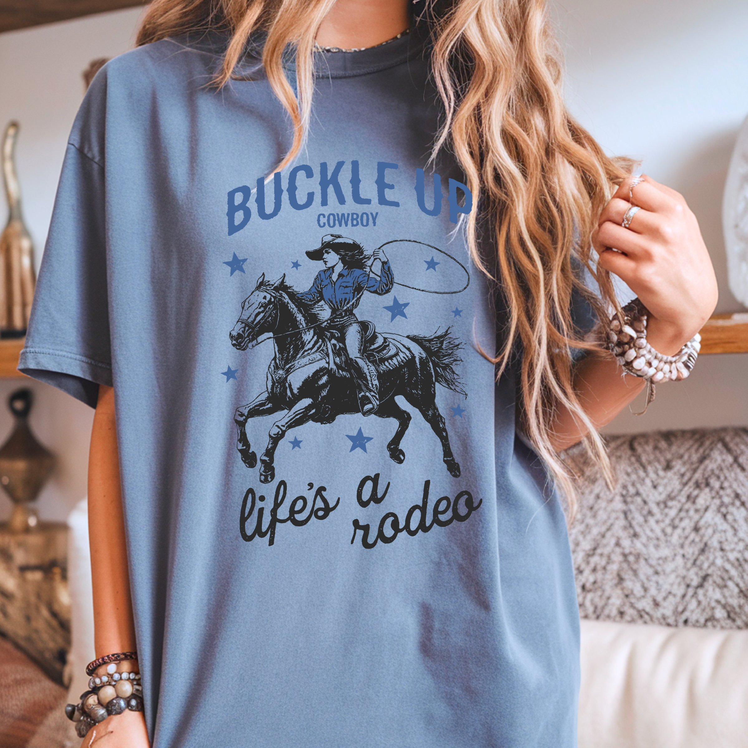 Buckle Up Cowboy Heavy Weight Tee | Western T-Shirt