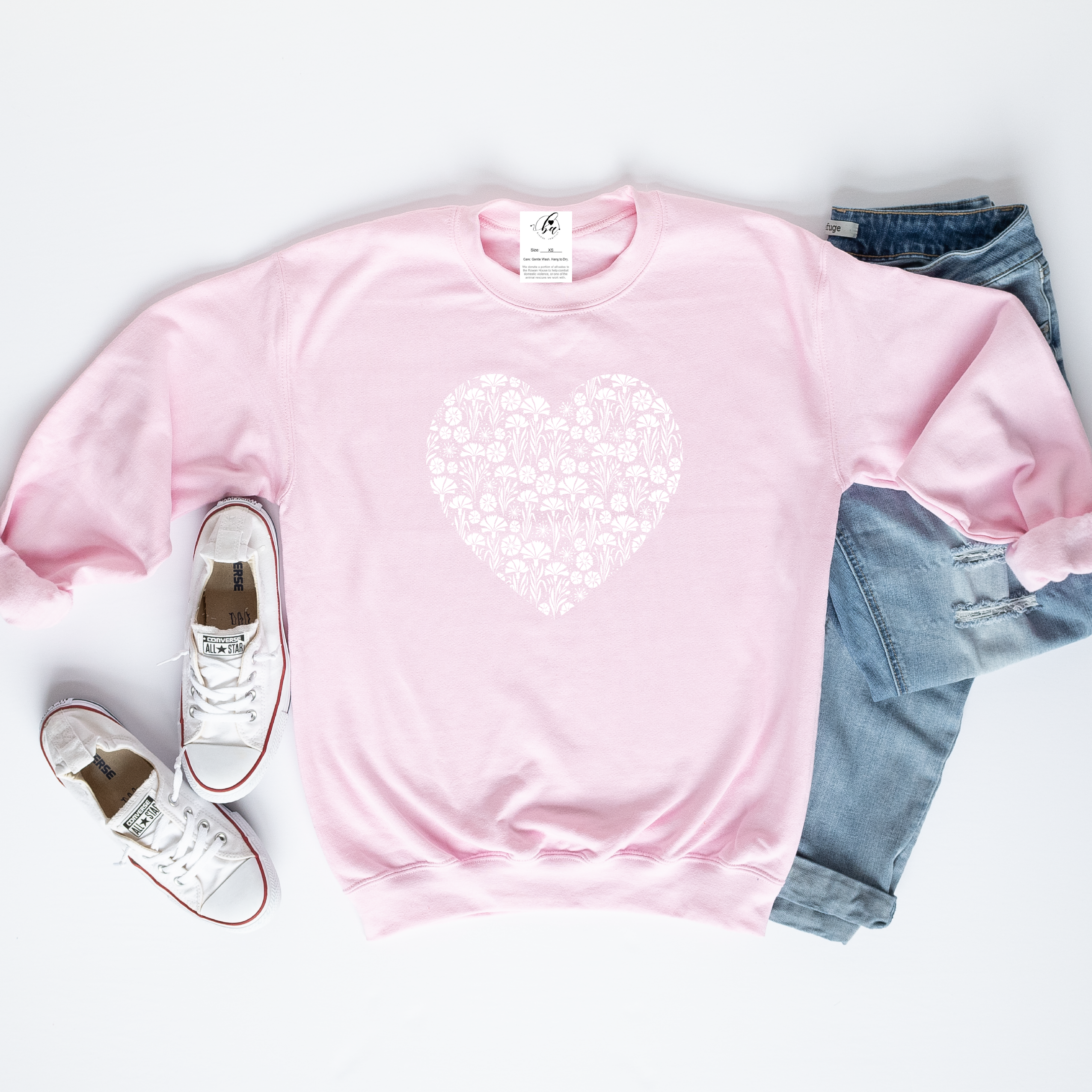 Cornflower Heart Cozy Crew Neck Sweater