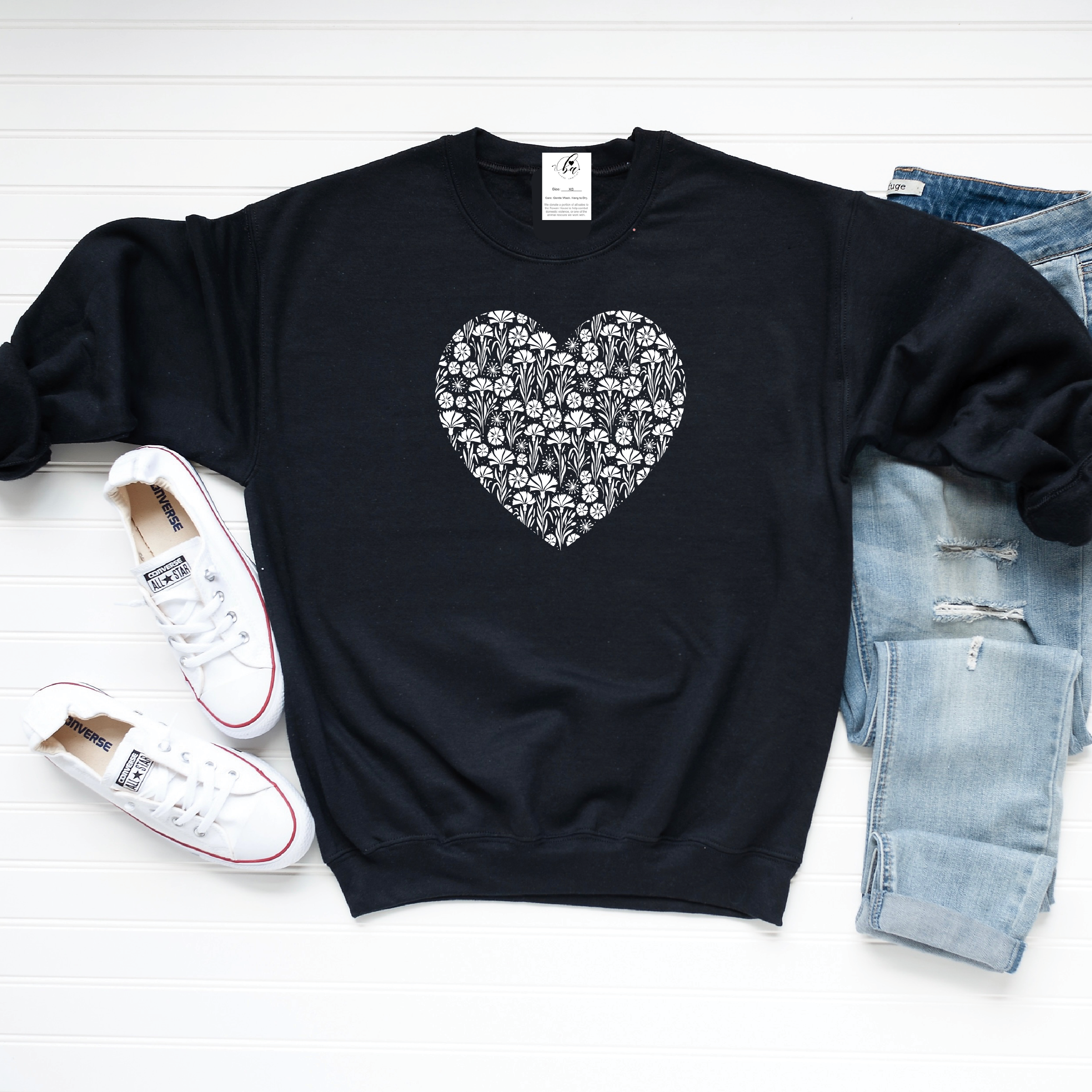 Cornflower Heart Cozy Crew Neck Sweater