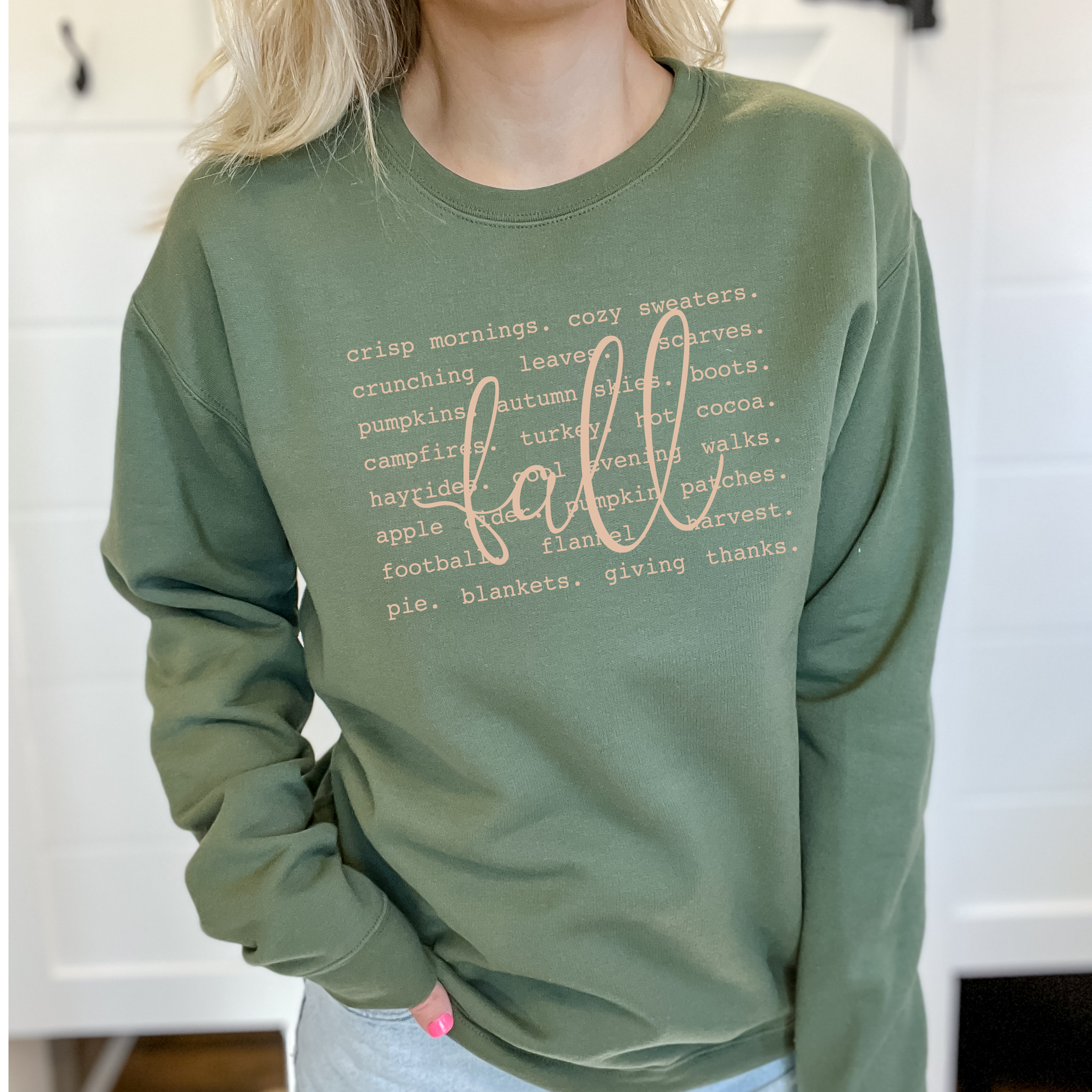 Fall Words Cozy Crew Neck Sweater