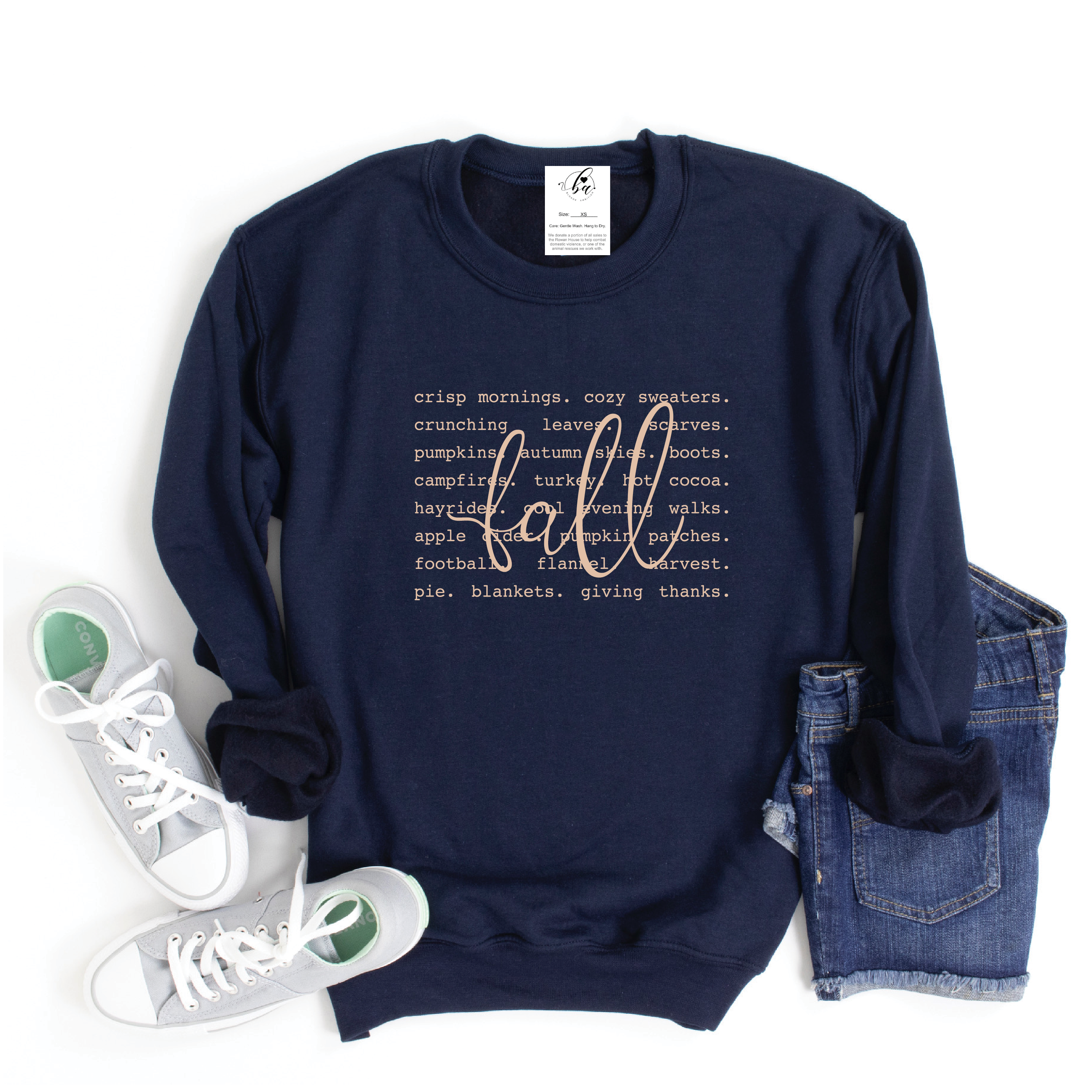 Fall Words Cozy Crew Neck Sweater
